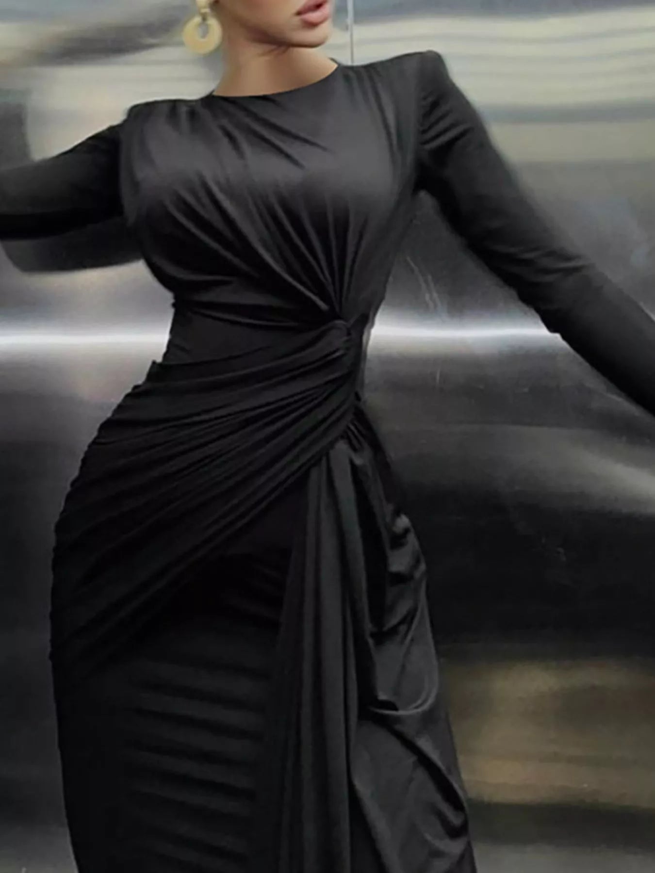 Twisted Long Sleeve Maxi Dress