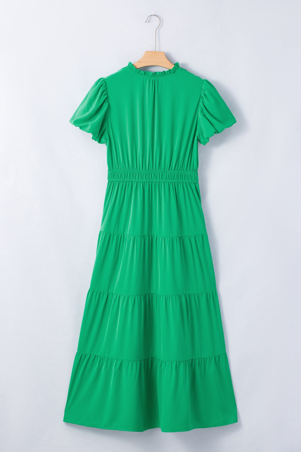 Elegant Ruffled Tiered Puff Sleeve Maxi Dress