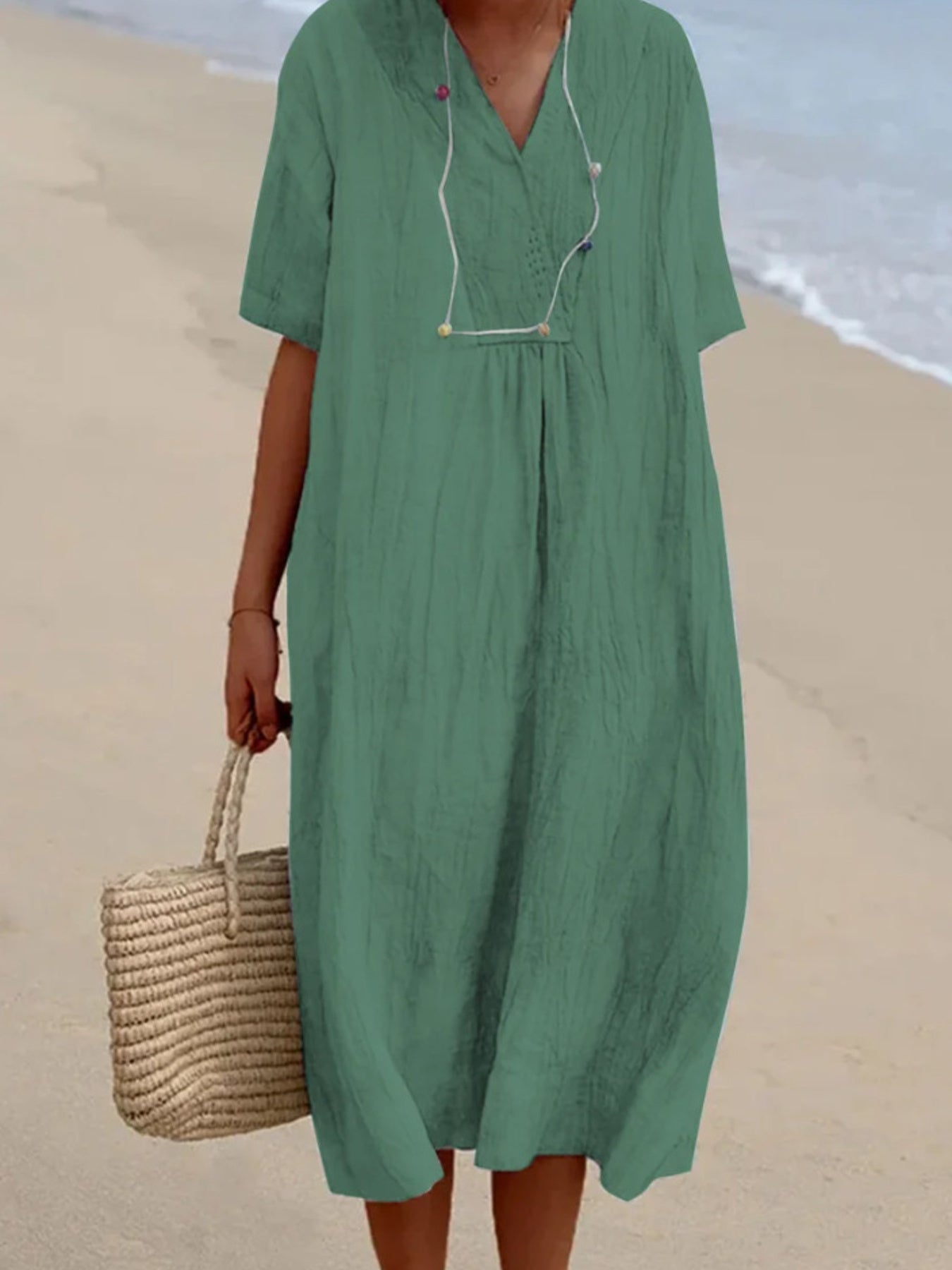 Casual Loose Short Sleeve Midi Dress