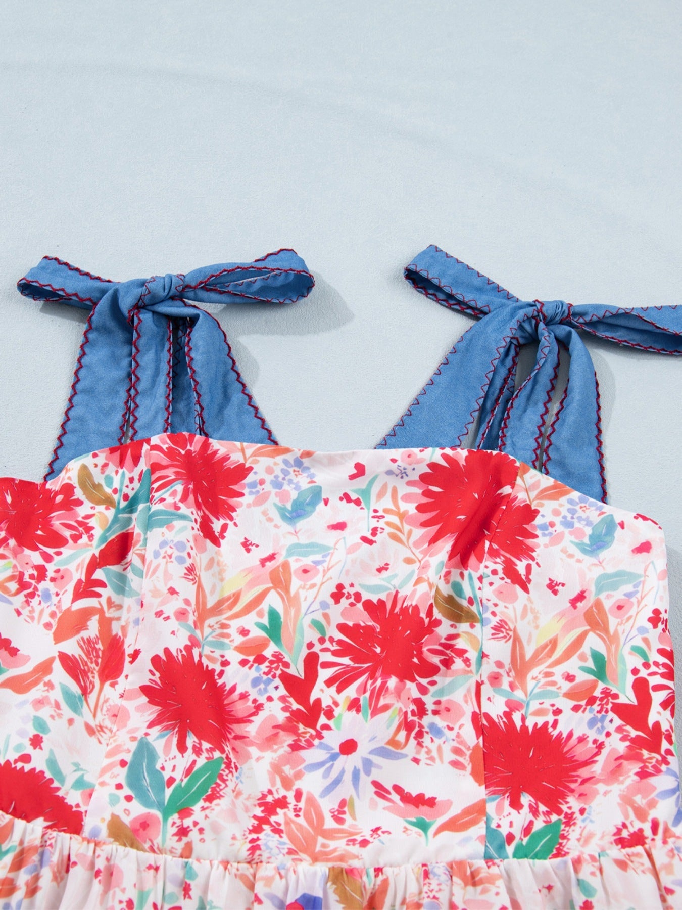 Floral Print Tie-Shoulder Midi Dress