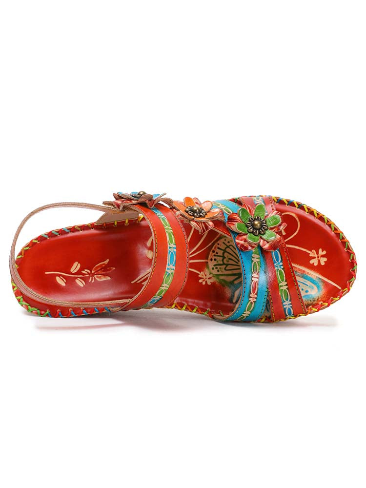 Zaria Flowers Embossing Sandals