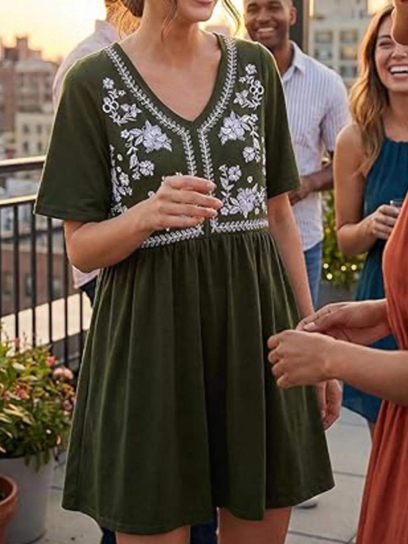 Floral V-Neck Mini Dress