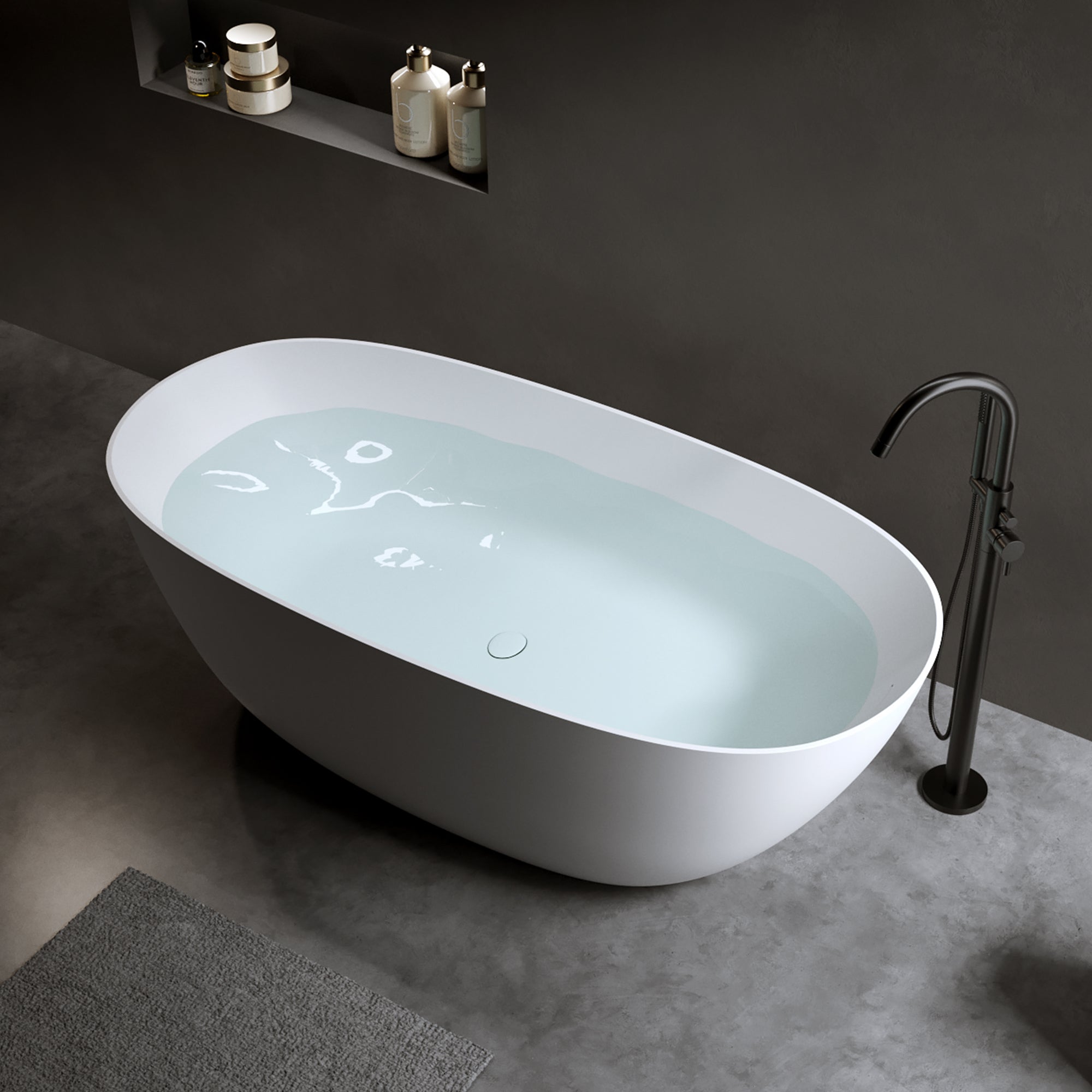 61'' Freestanding Bathtub - Resin Stone Soaking Bathtub