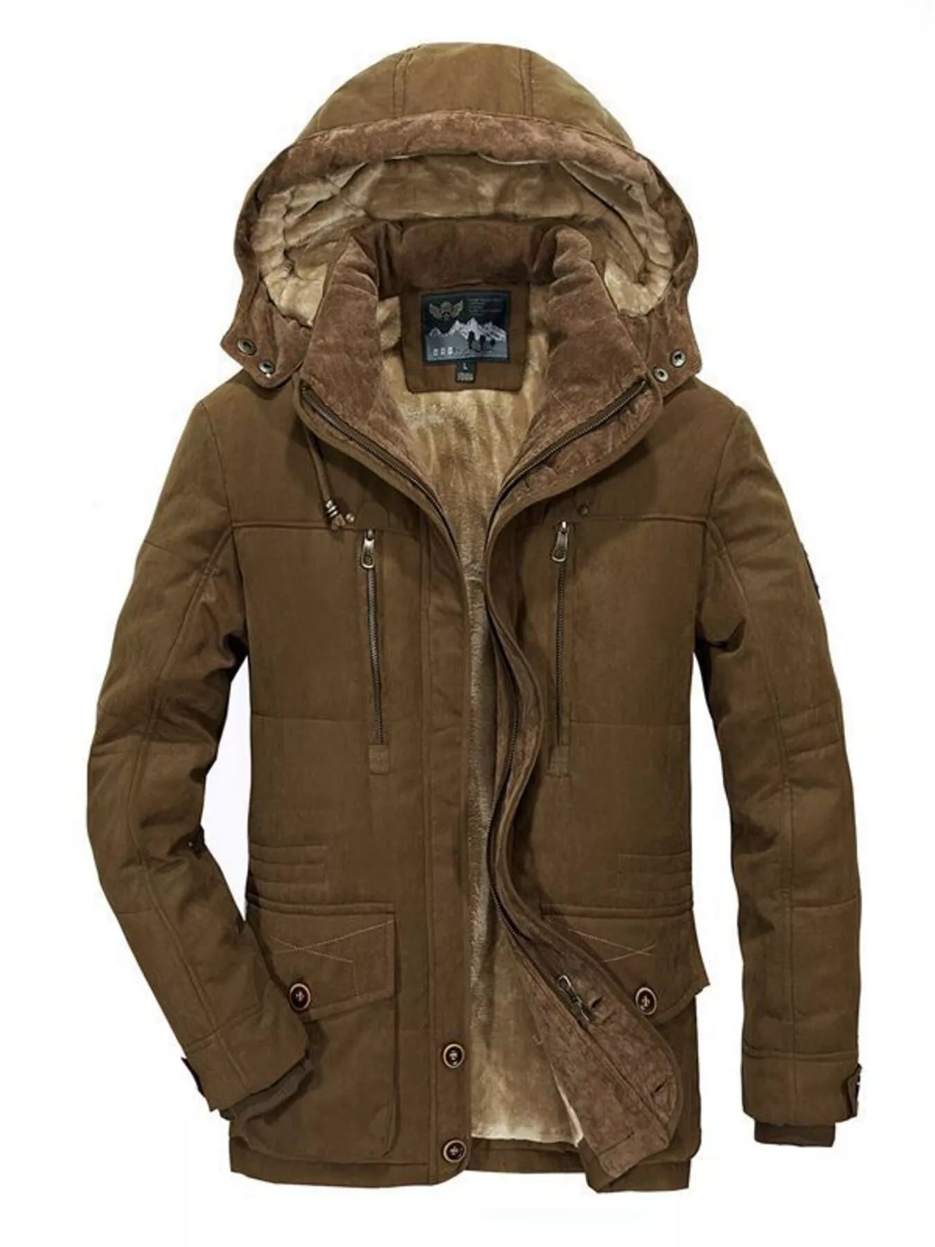 Men's Plus Size Winter Warm Hooded Parka Coat