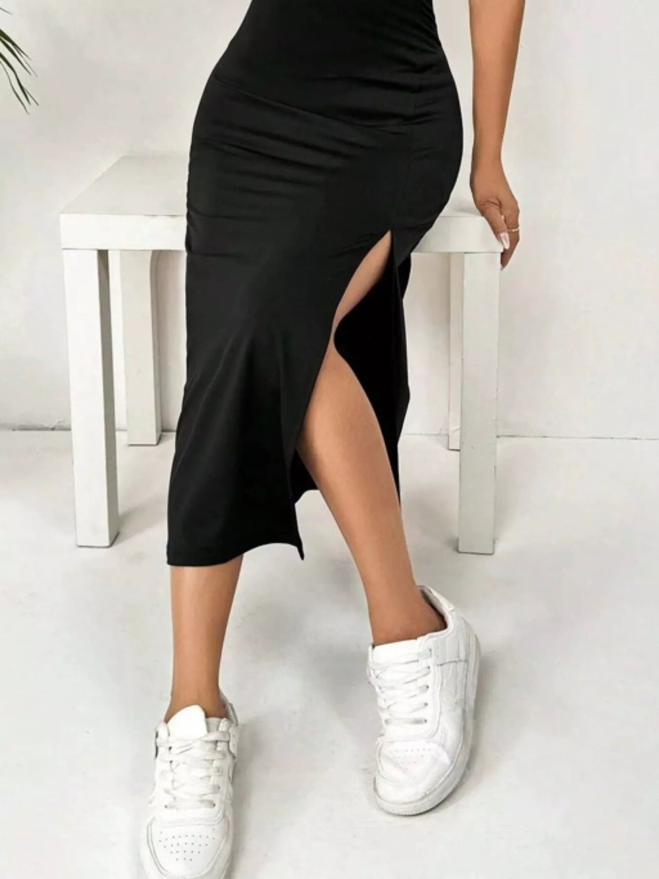 Slit Spaghetti Strap Midi Dress