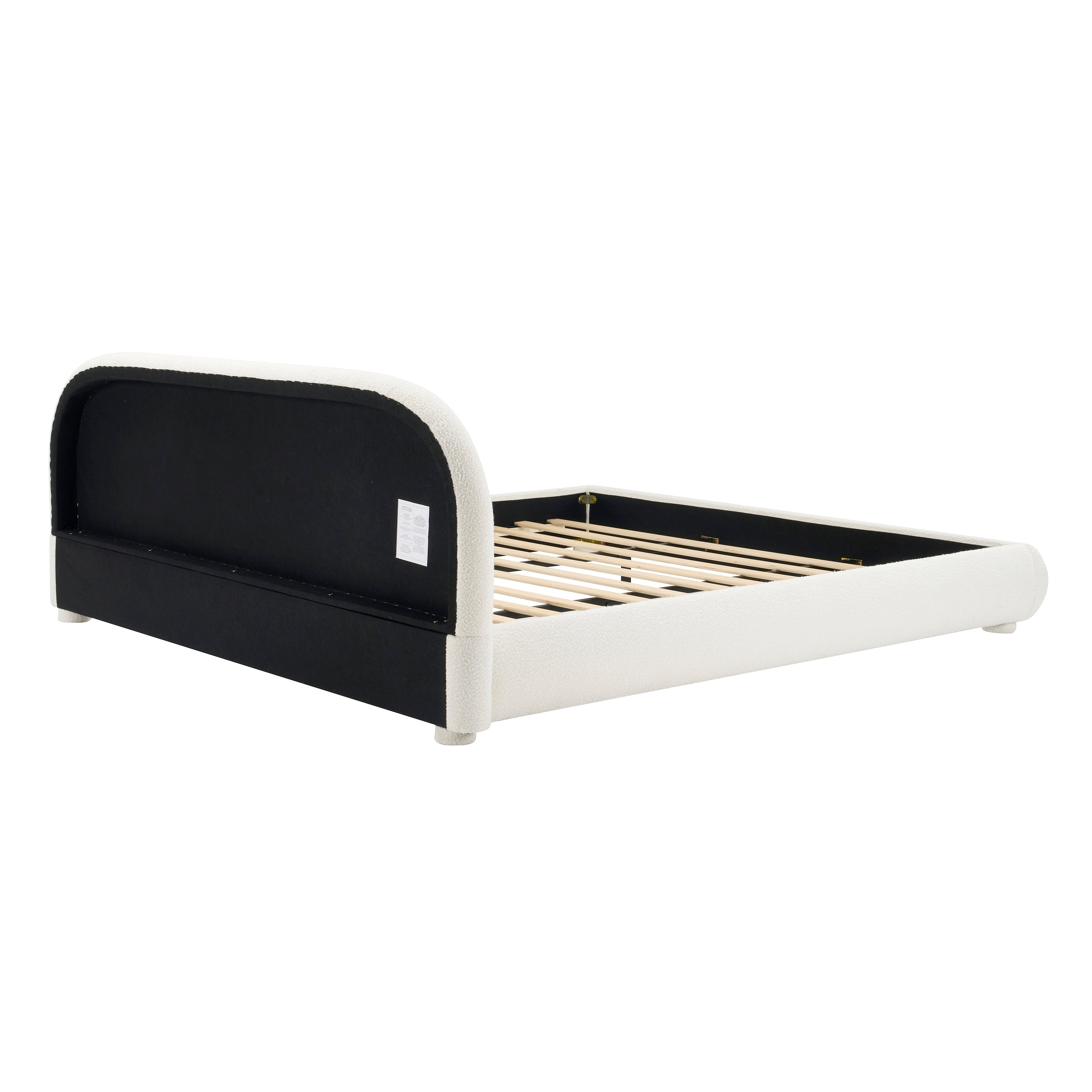 Cream Style Fabric Upholstered King Bed