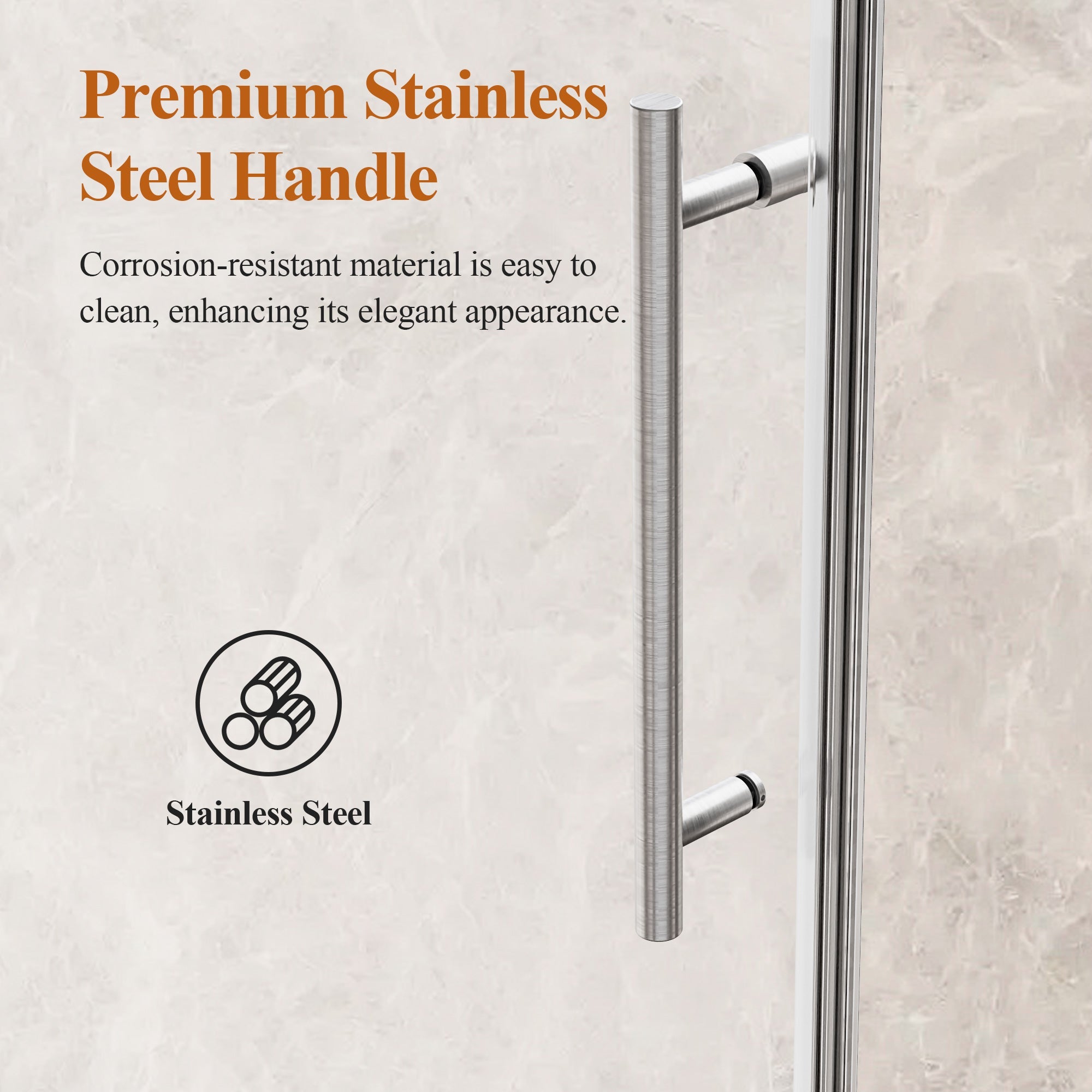 Stainless Steel Round Tube Frameless Shower Door