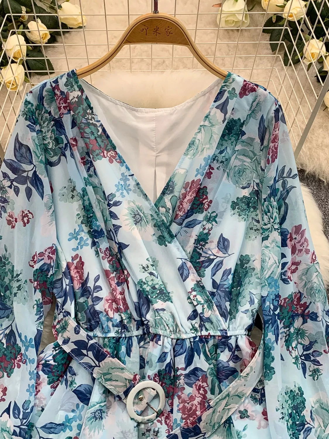 Floral Print Ruffle Hem Mini Dress