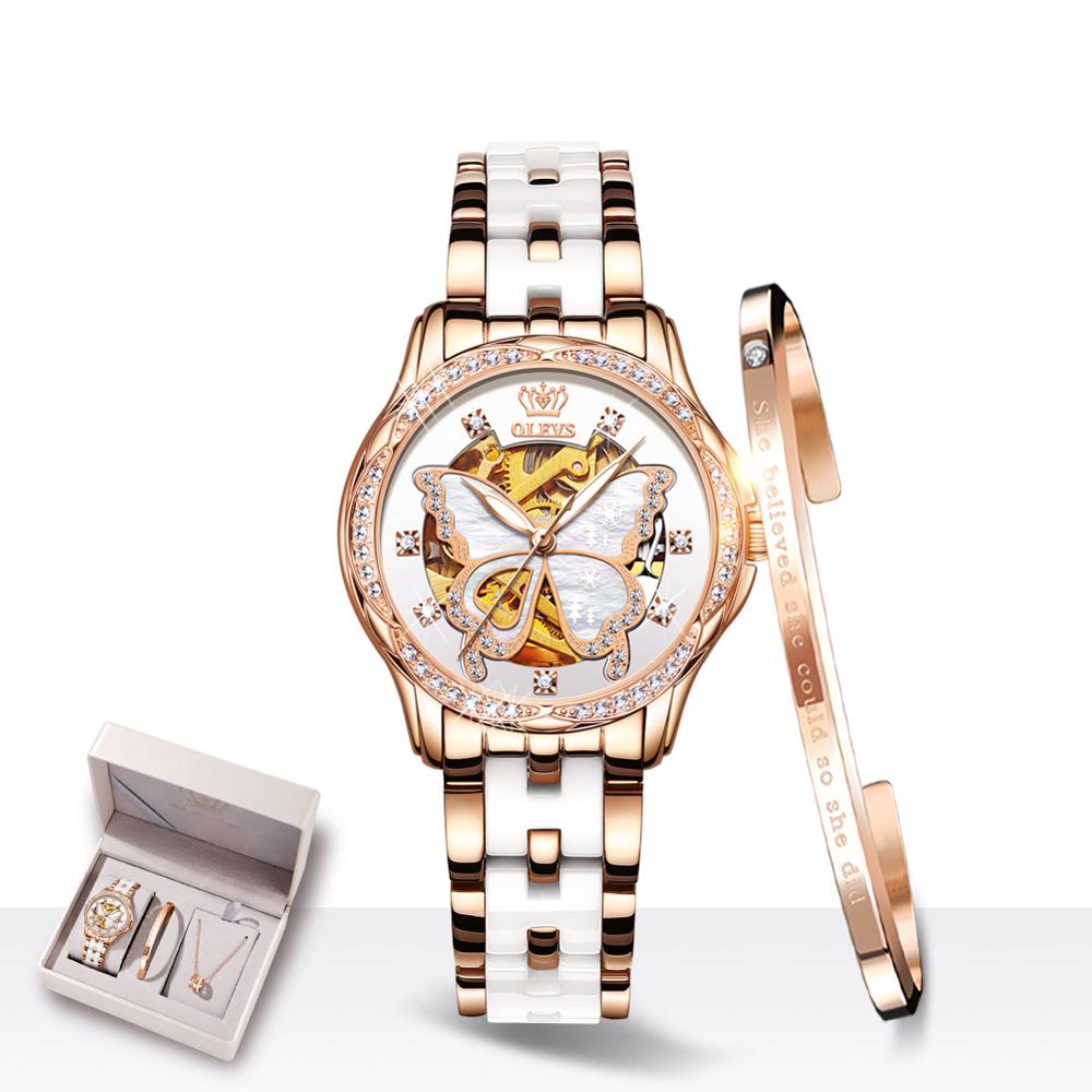 Ladies Automatic Mechanical Watch & Bracelet Gift Set