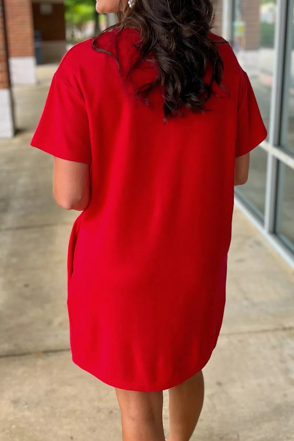 Sequin Trim Stars and Stripes Bow Patched T Shirt Mini Dress