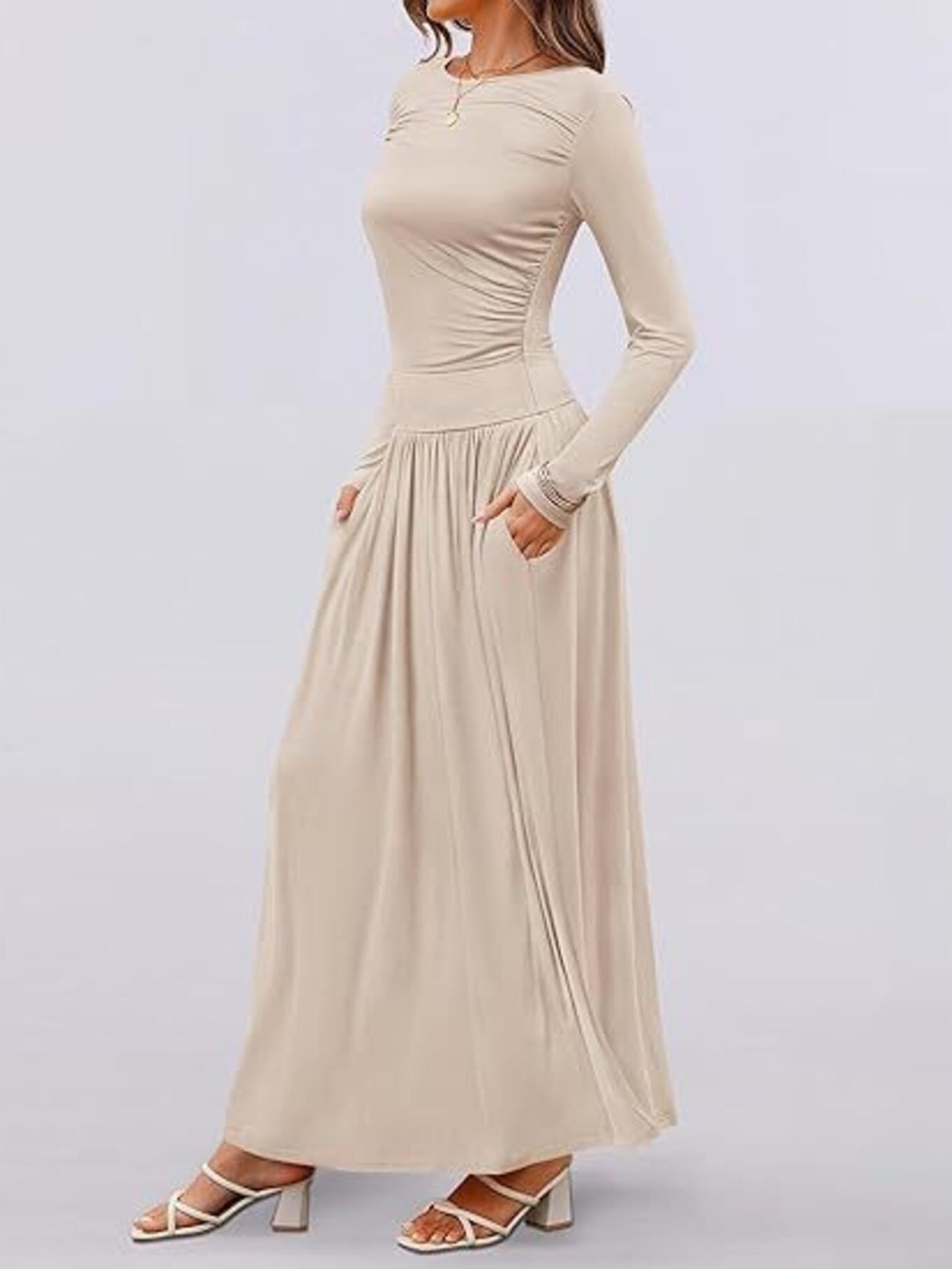 Long Sleeve Maxi Dress with Pockets