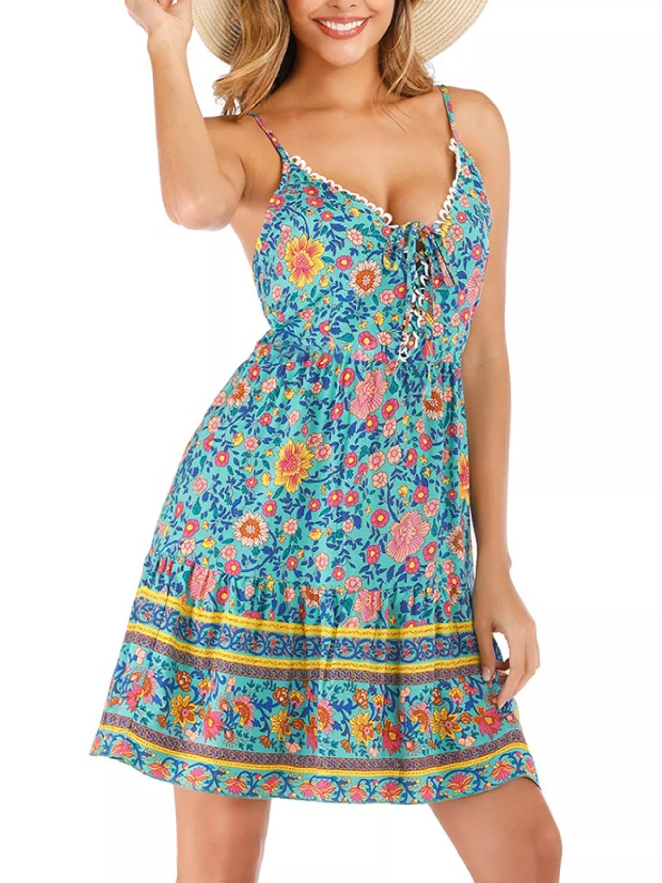 Floral Print Spaghetti Strap Mini Dress