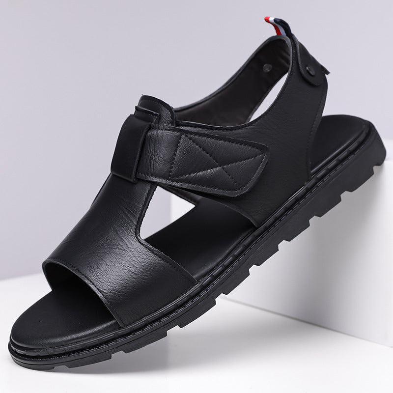 Mens Casual Breathable Leather Sandals With Soft Soles
