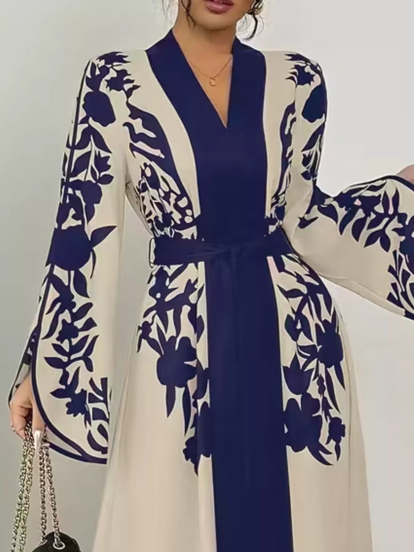 Printed Tie Waist Maxi Dress
