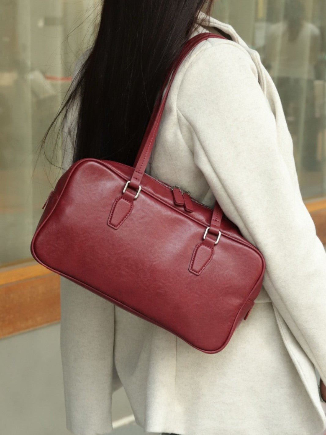 Head Layer Cowhide Women's Bag Cross-border New Armpit Bag Bowling Bag Tote Bag Niche High-end Leather Handbag