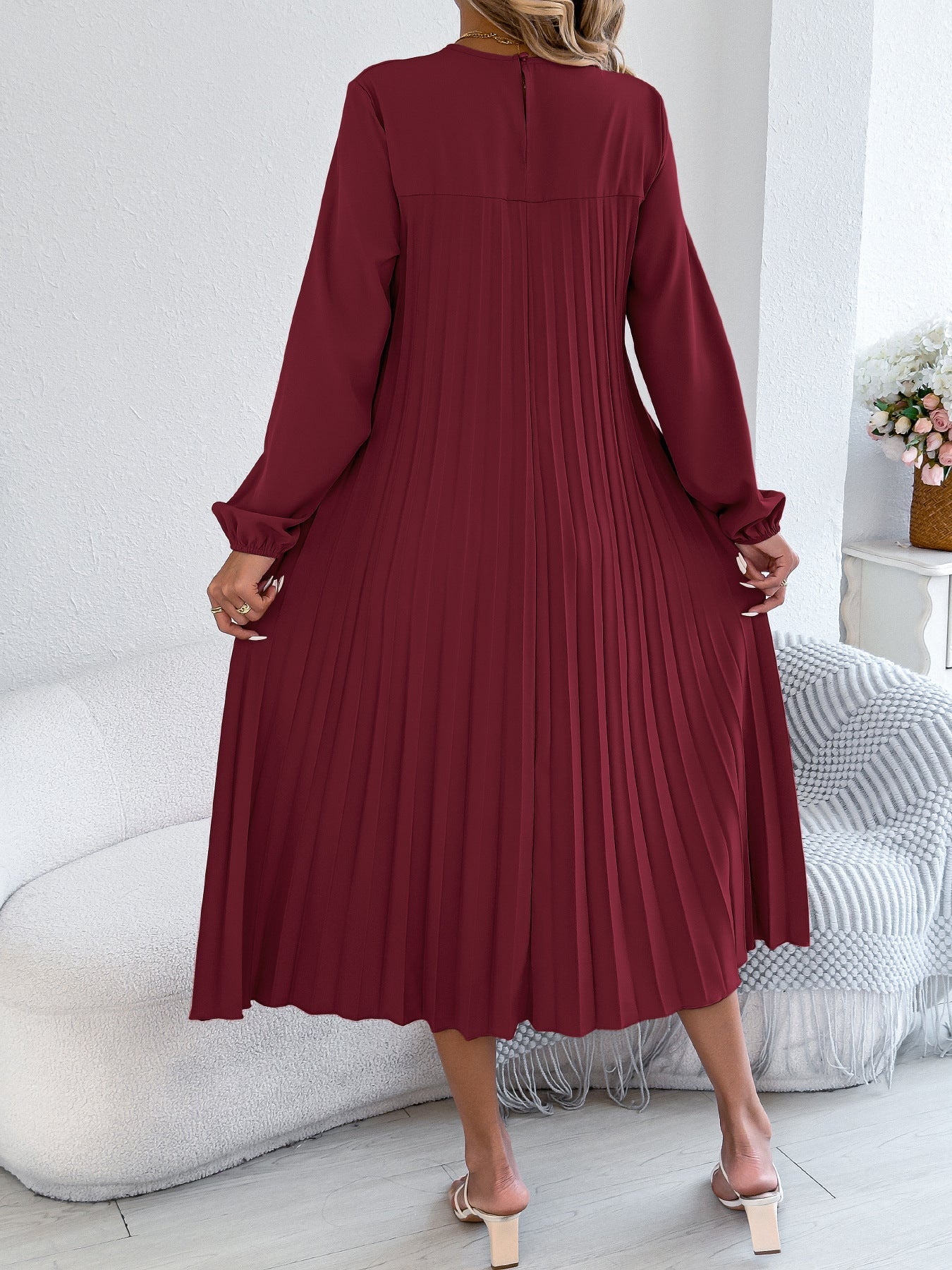 Pleated A-Line Midi Dress
