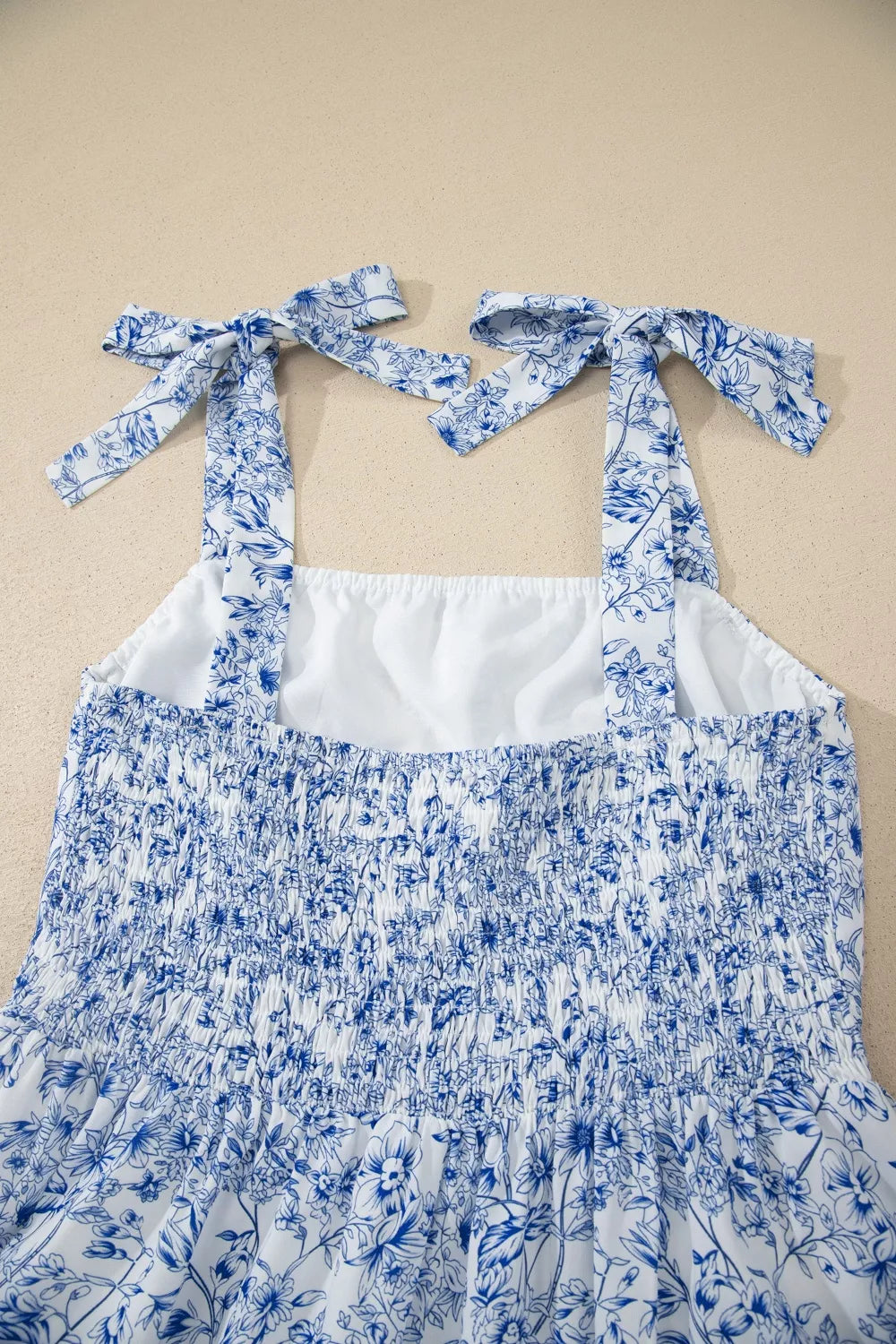 Floral Print Knot Straps High Waist Flared Maxi Dress