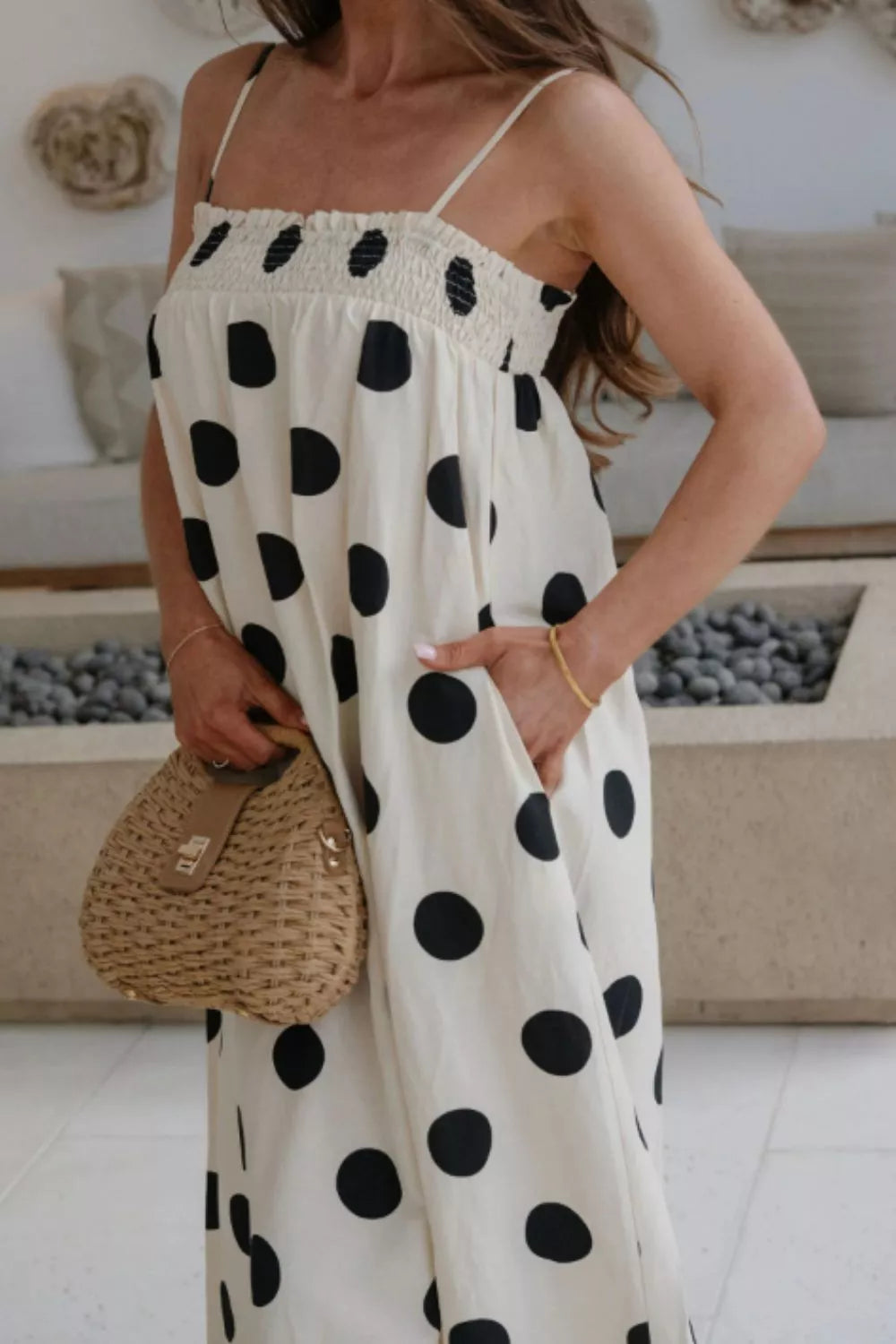 Polka Dot Spaghetti Straps Maxi Dress