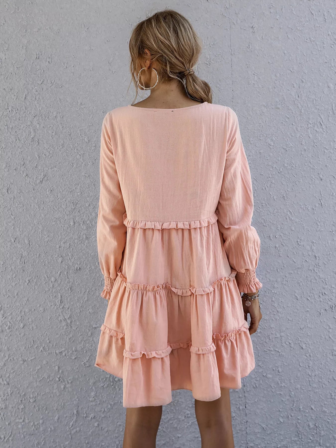 Ruffle Tiered Long Sleeve Mini Dress