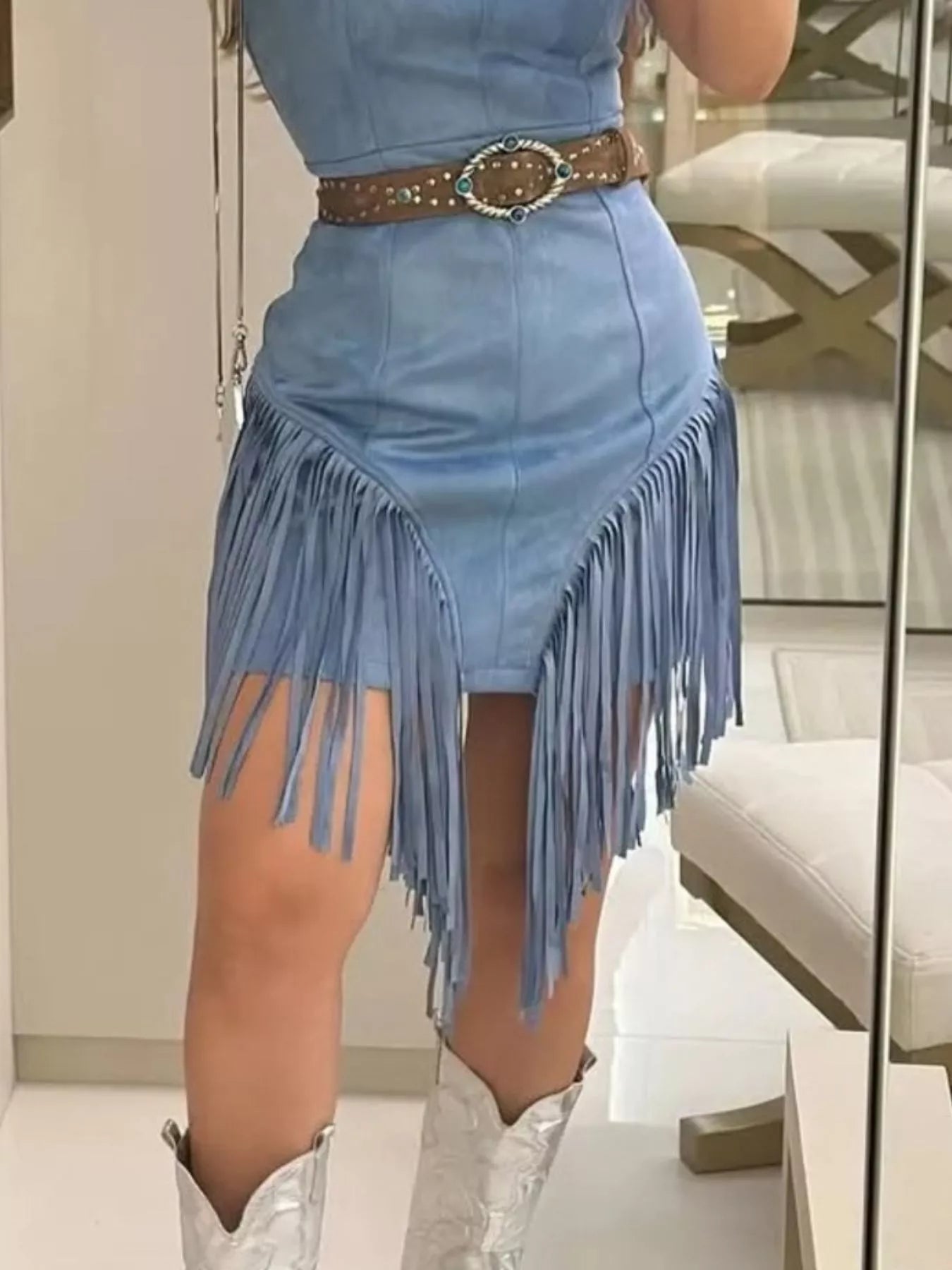 Sleeveless Fringed Mini Dress