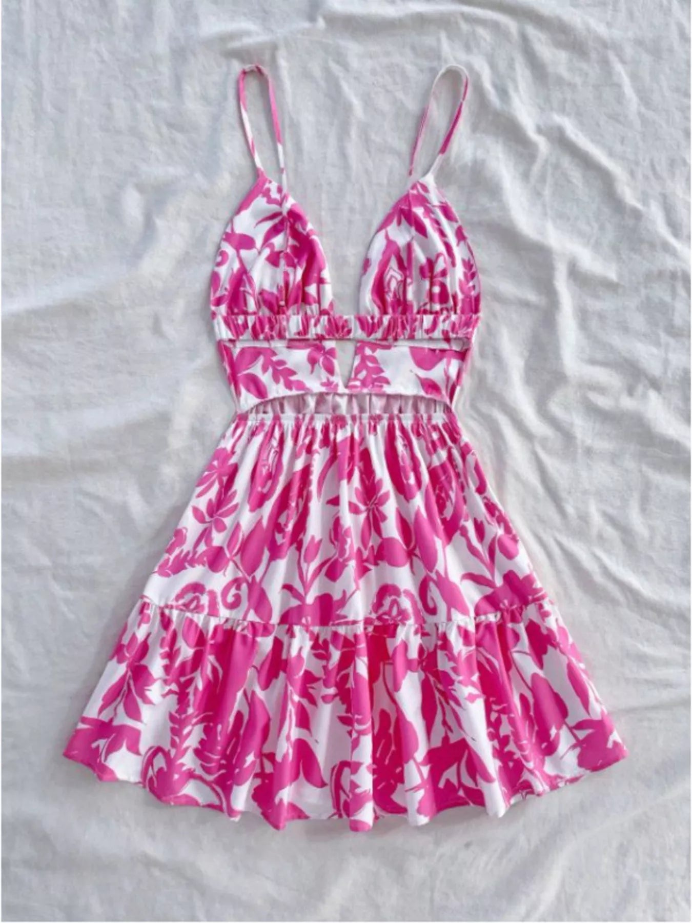 Floral Print Cutout Mini Dress