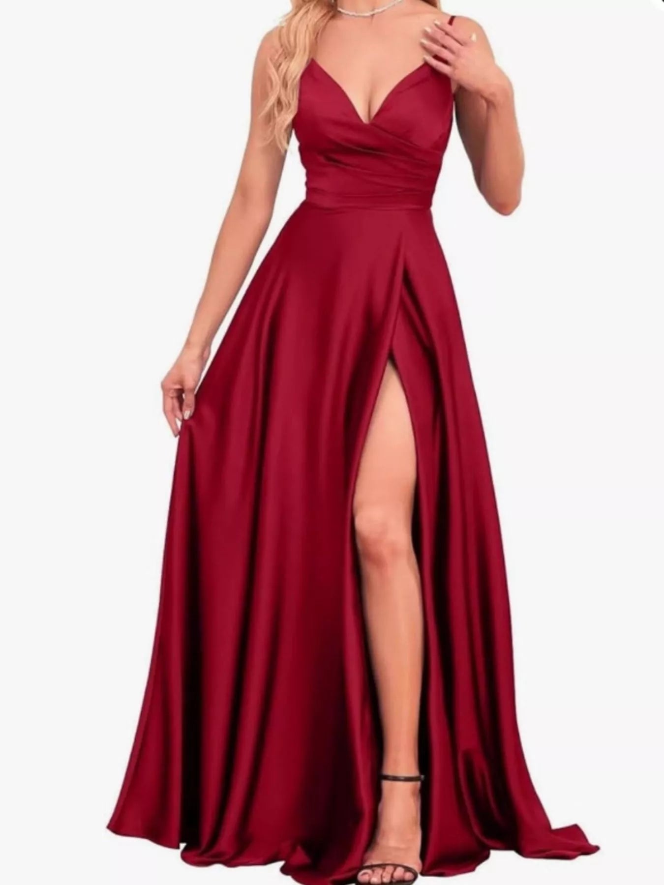 Ruched Slit Maxi Cami Dress