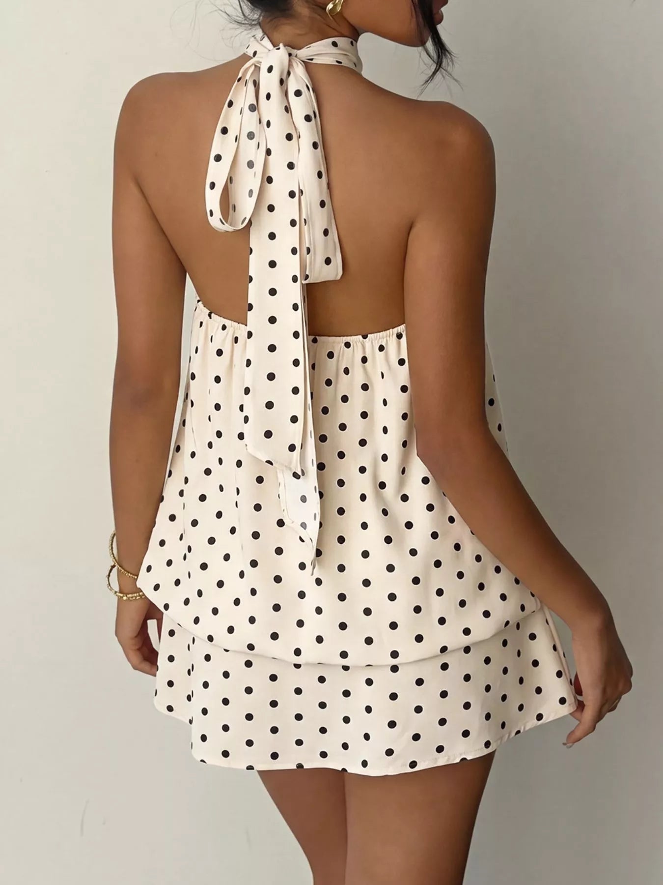 Polka Dot Halter Neck Mini Dress