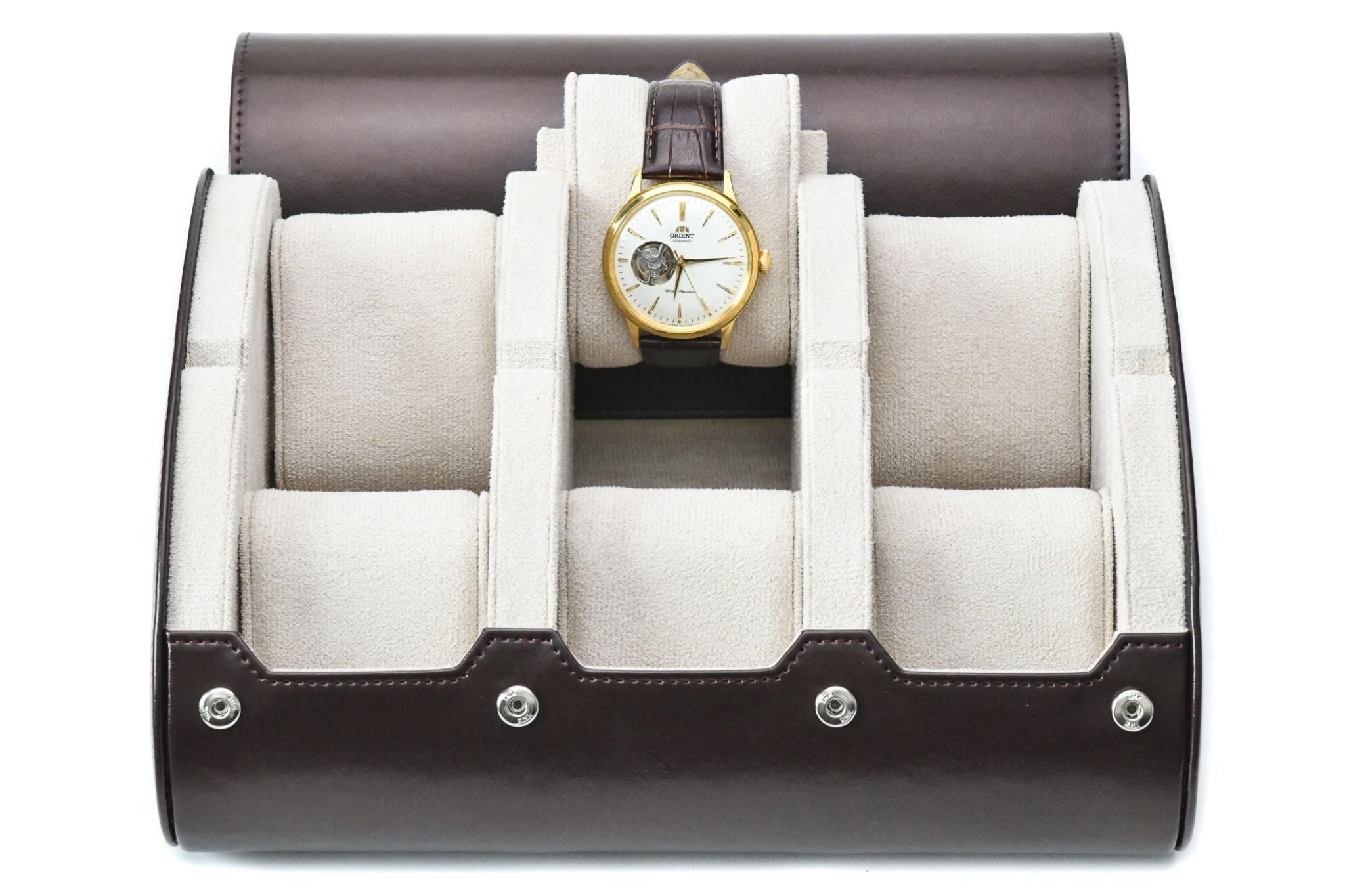 6 Watch Case - Espresso Brown (Ivory White) - Overture Gifts