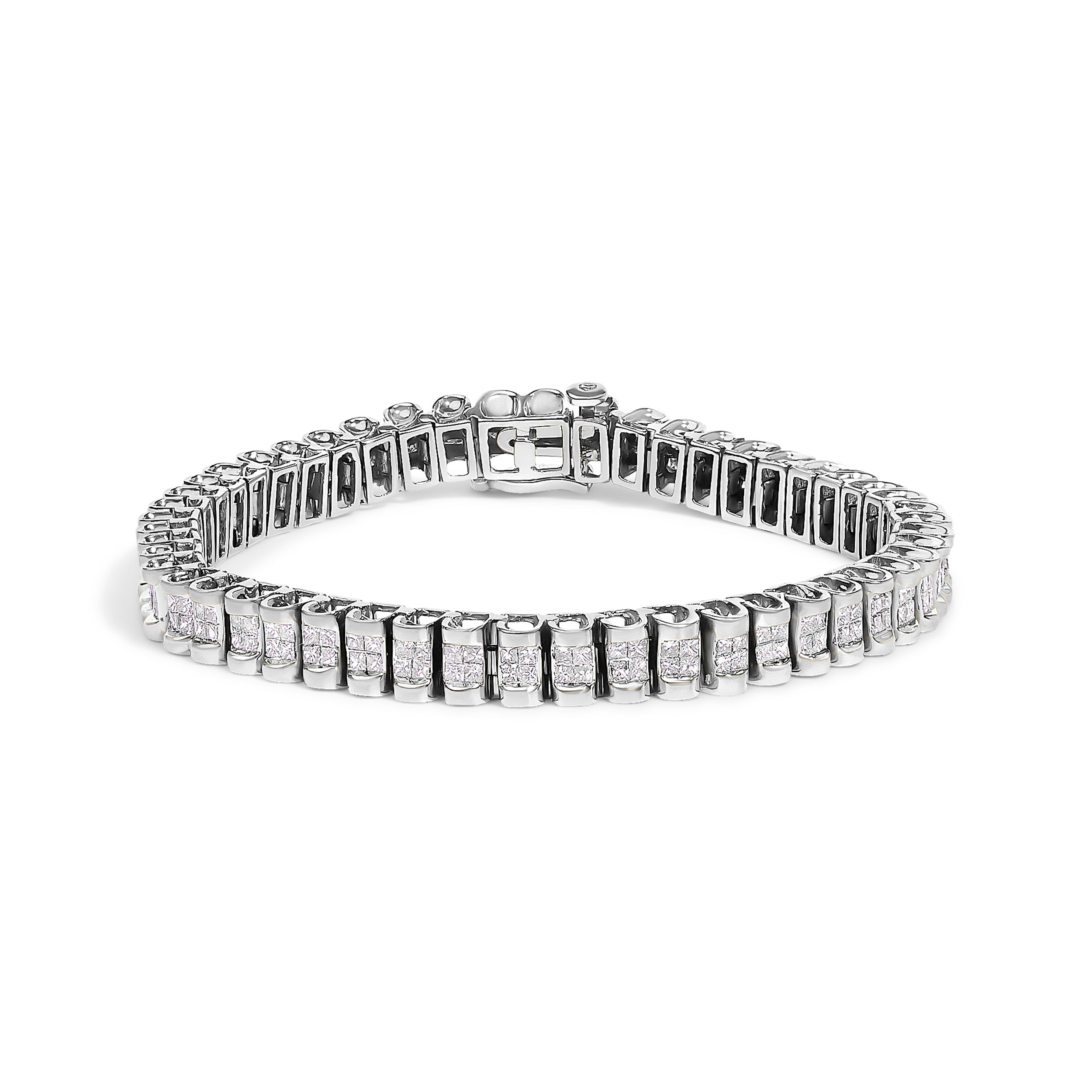 14K Yellow Gold 3.0 Cttw Princess Cut Quad Invisible Set Tennis Bracelet (H-I Color, SI1-SI2 Clarity) - 7â€
