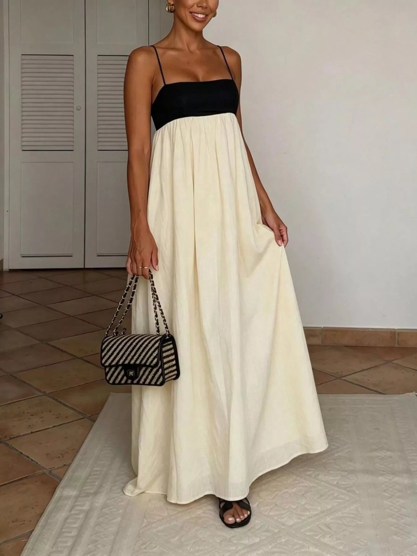 Sleeveless Two-Tone Maxi Dress