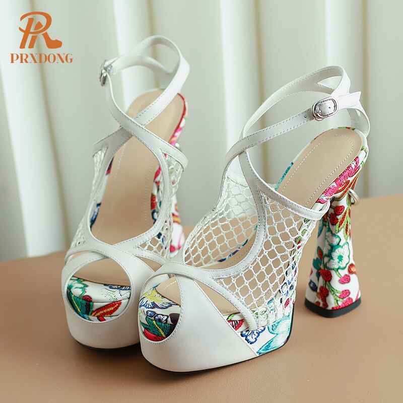 Women's Shoes New Sexy Genuine Leather High Heels Platform Shoes Peep Toe Black White Dress Party Wedding Lady Shoes Pumps 34-39