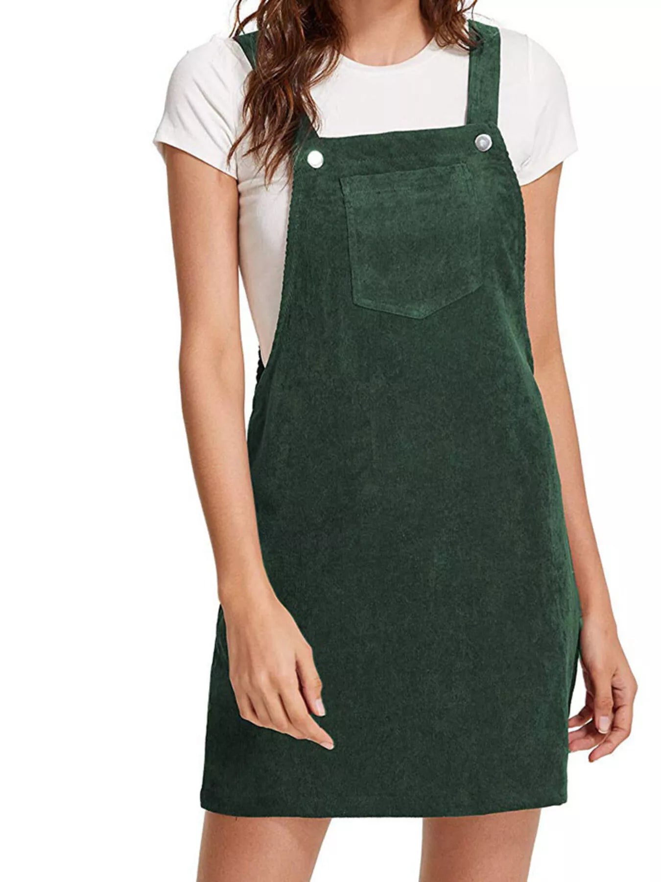 Corduroy Wide Strap Overall Dress