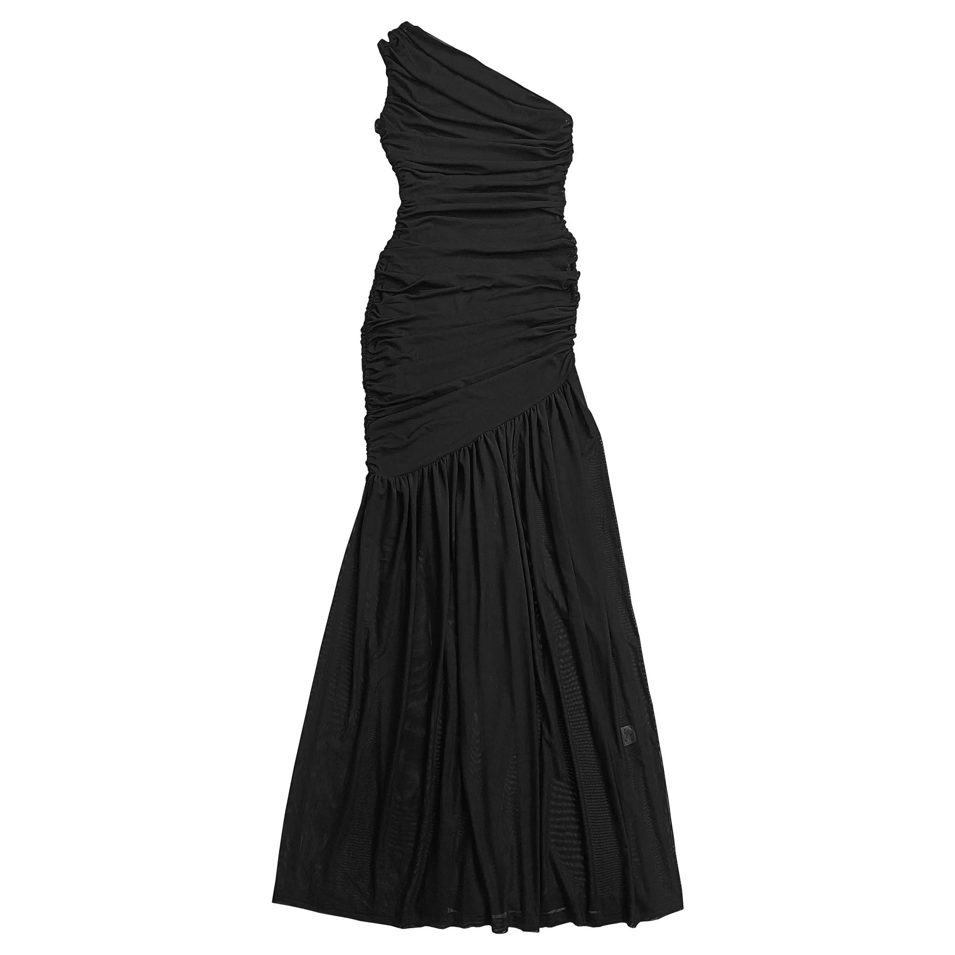 One-Shoulder Ruched Bodycon Maxi Dress