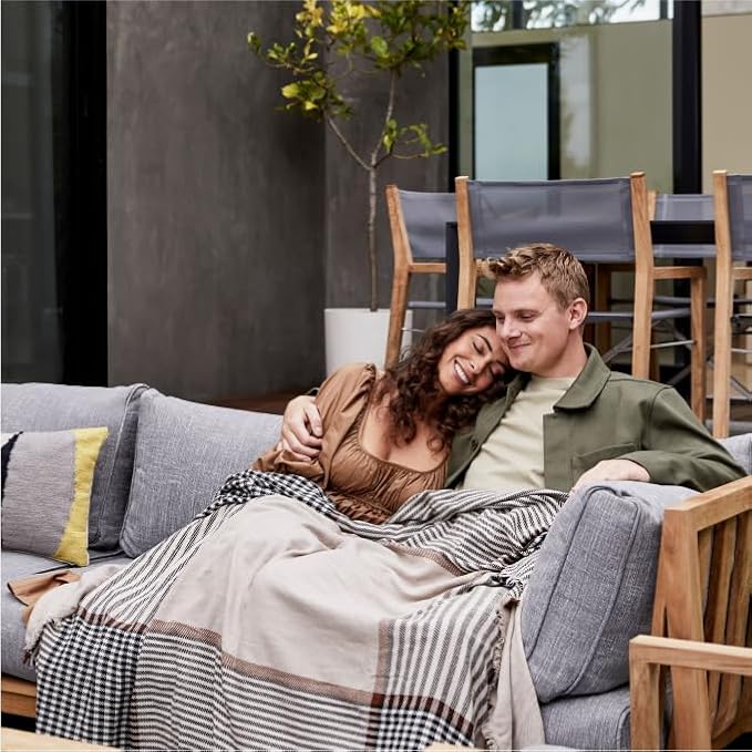 Outer Bug Shield Outdoor Throw Blanket w/Insect Shield Repellent Gear Technology- Lightweight Insect-Repellent Outdoor Blanket, Camping Picnic & Beach Blanket, Striped Plaid, 60” x 80”