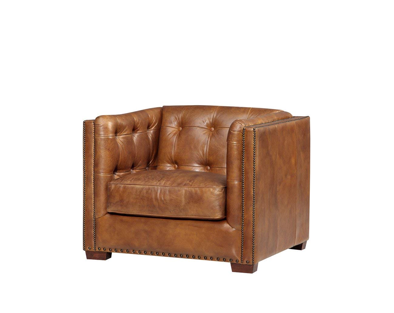 Pre-Order Tuxedo Leather Arm Chair - Light Brown
