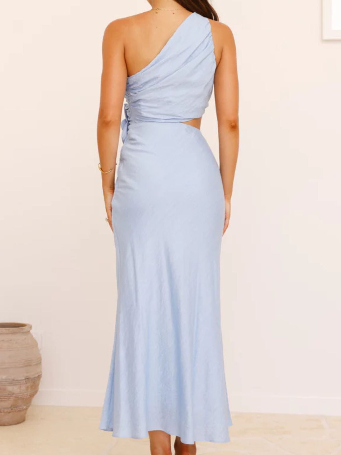One-Shoulder Floral Cutout Dress