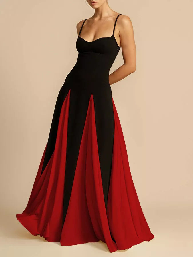 Two-Tone Flowing Maxi Dress