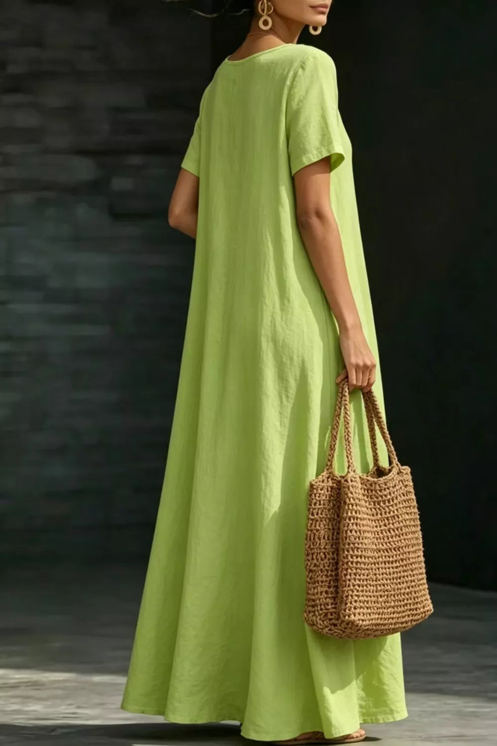 Full Size Casual Loose Short Sleeve Maxi Dress Plus Size
