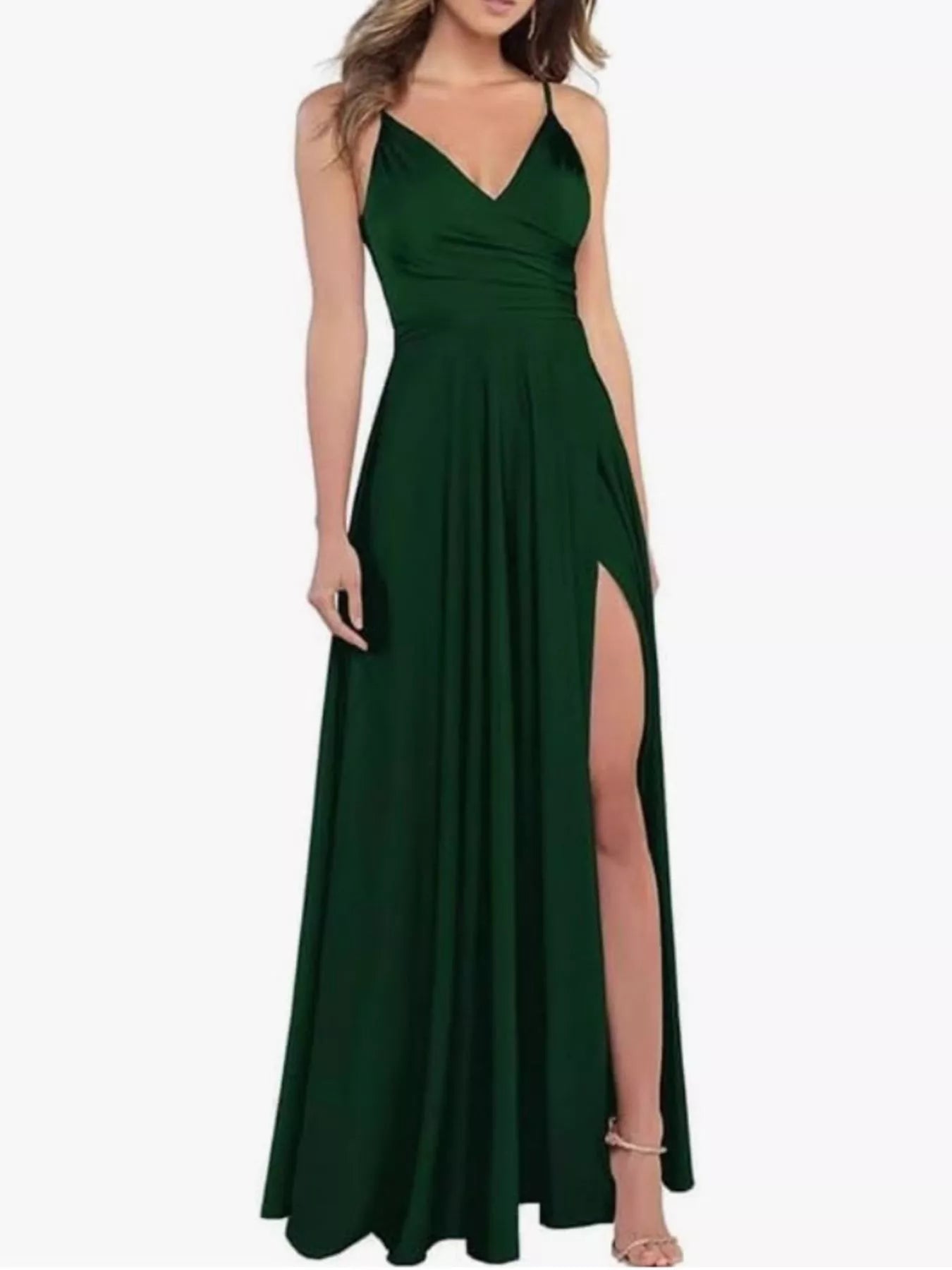 Ruched Slit Maxi Cami Dress