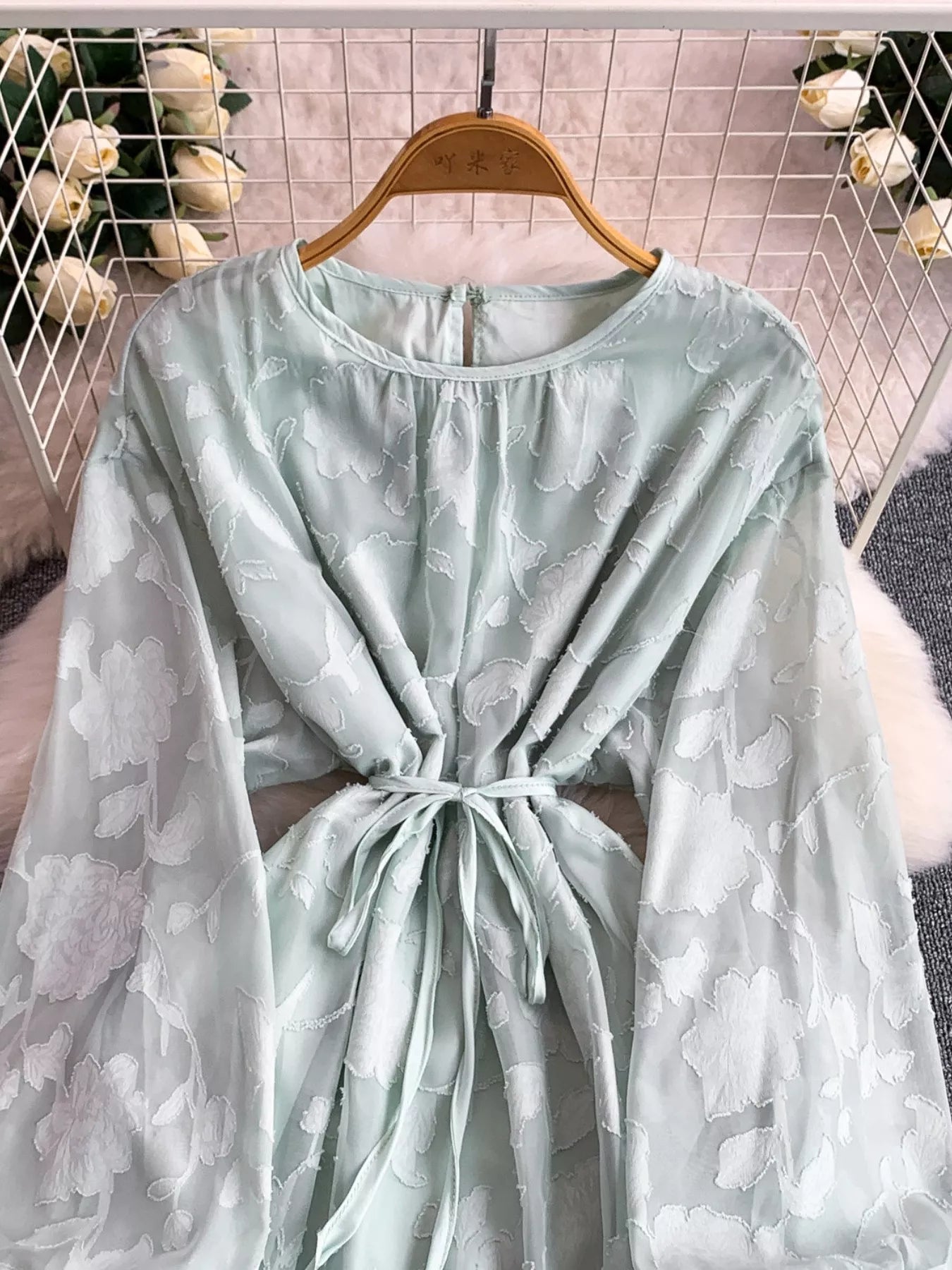 Tie Waist Long Sleeve Dress