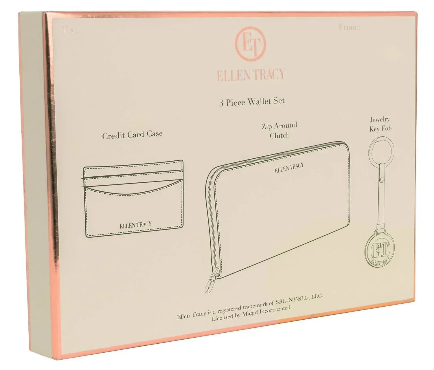 Women's 3 Piece Wallet, Id Card Case, & Key Fob Boxed Gift Set