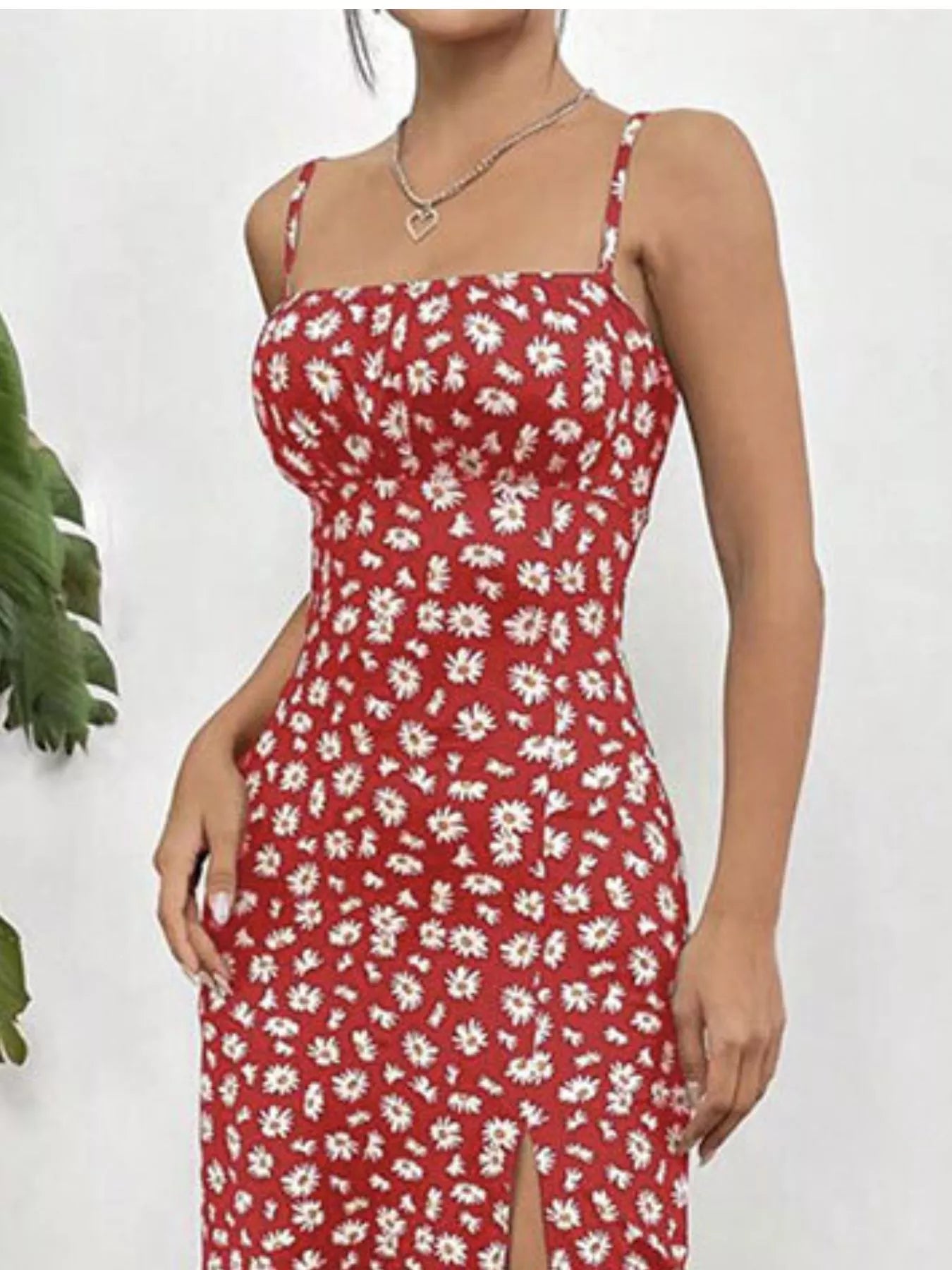 Slit Spaghetti Strap Midi Dress