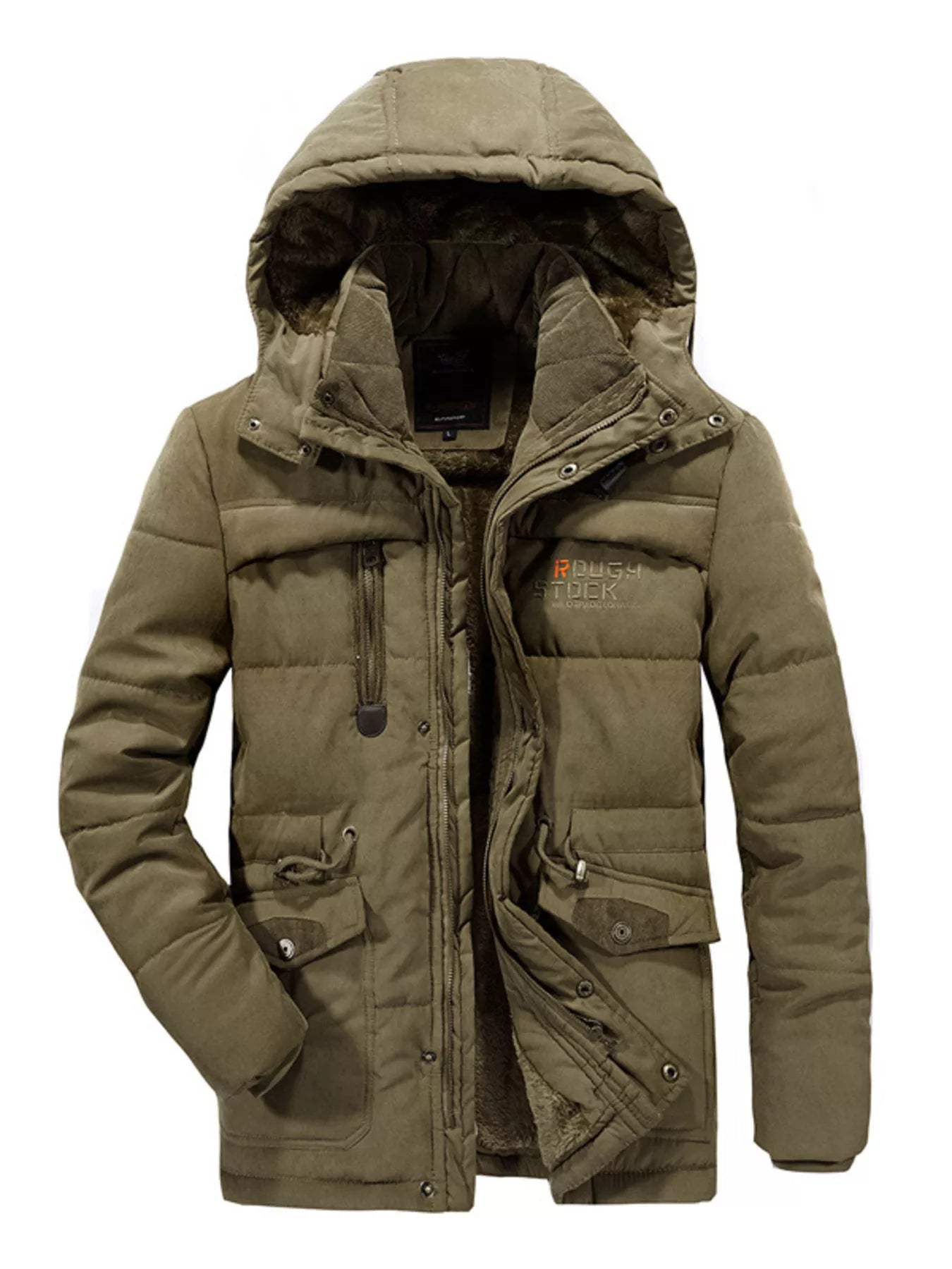 Men's Plus Size Hooded Zip Up Parka Coat