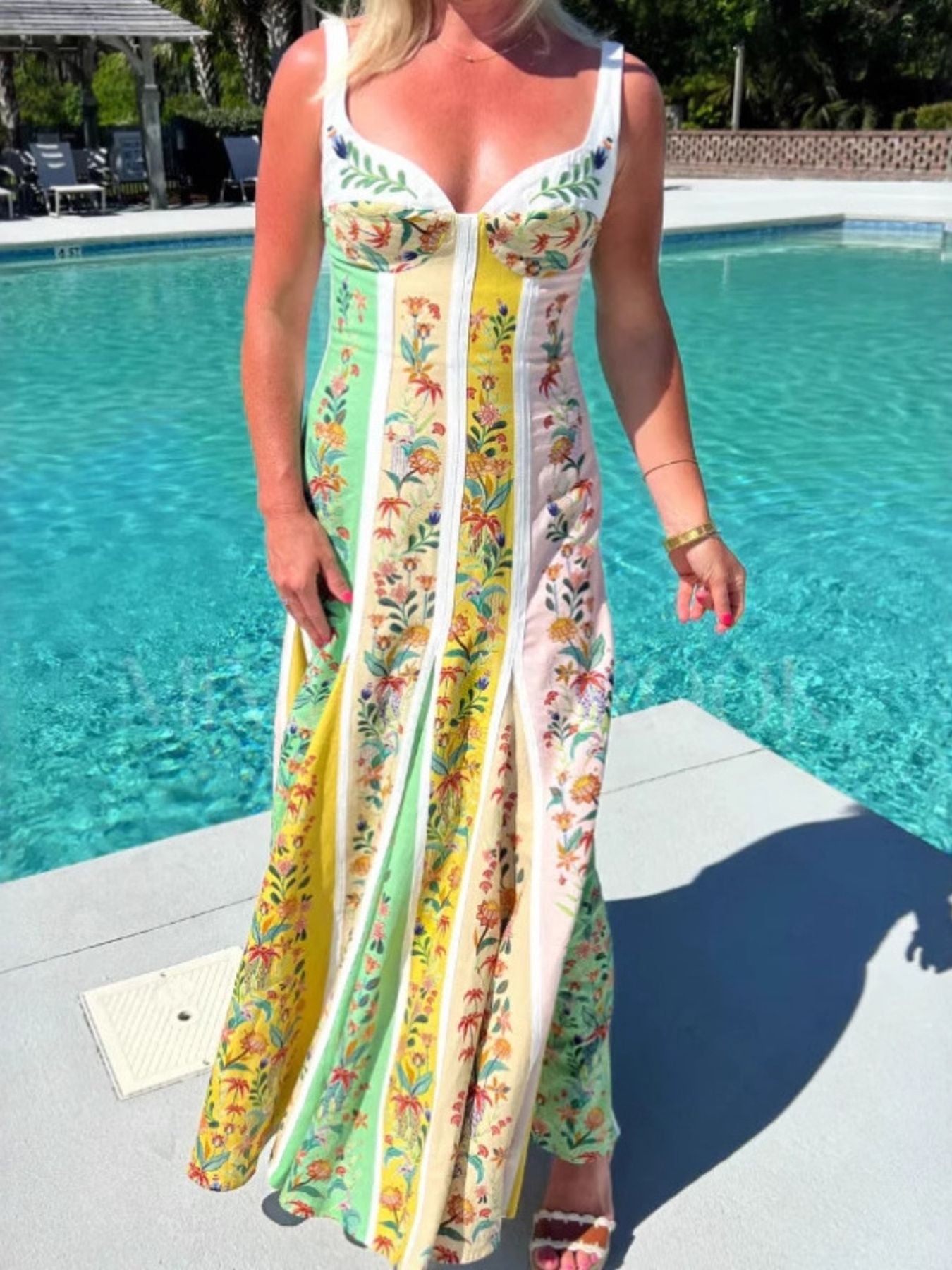 Floral Print Sweetheart Neck Cami Dress