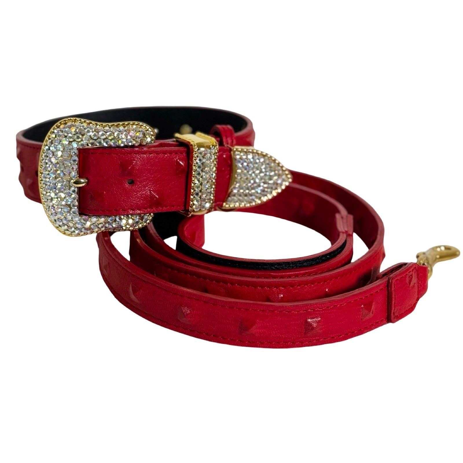 Bella Rosso Swarovski Crystal Collar & Leash Set