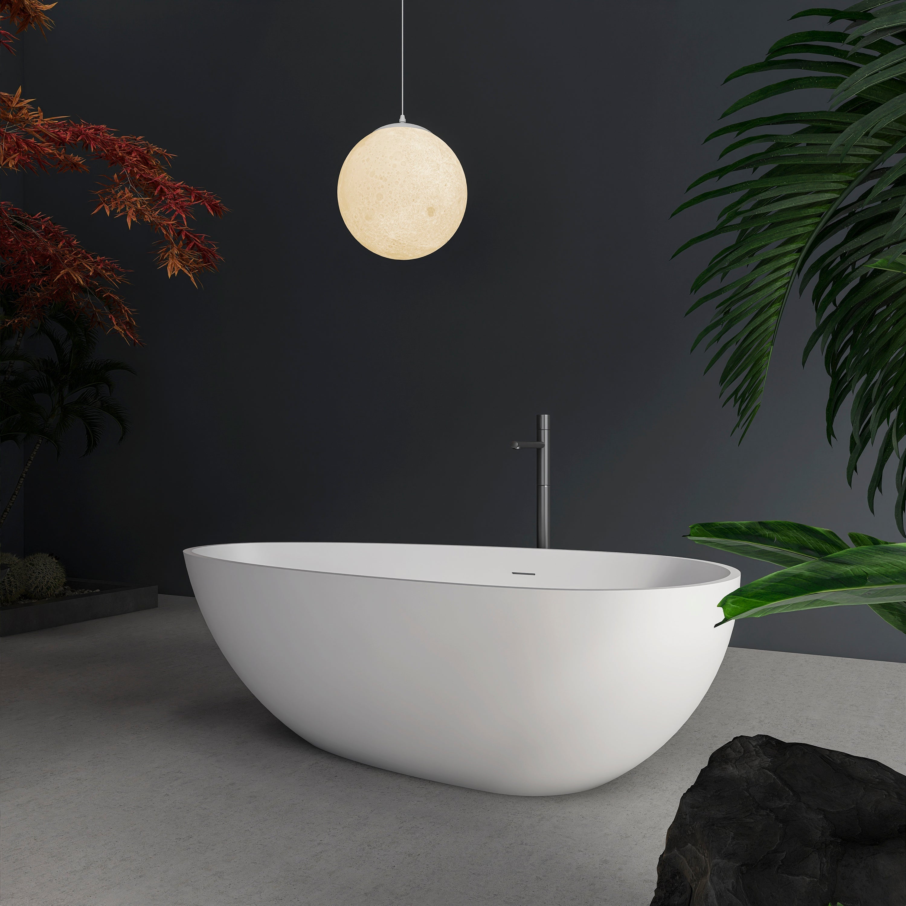 66.9 Inch Freestanding Solid Surface Soaking Bathtub