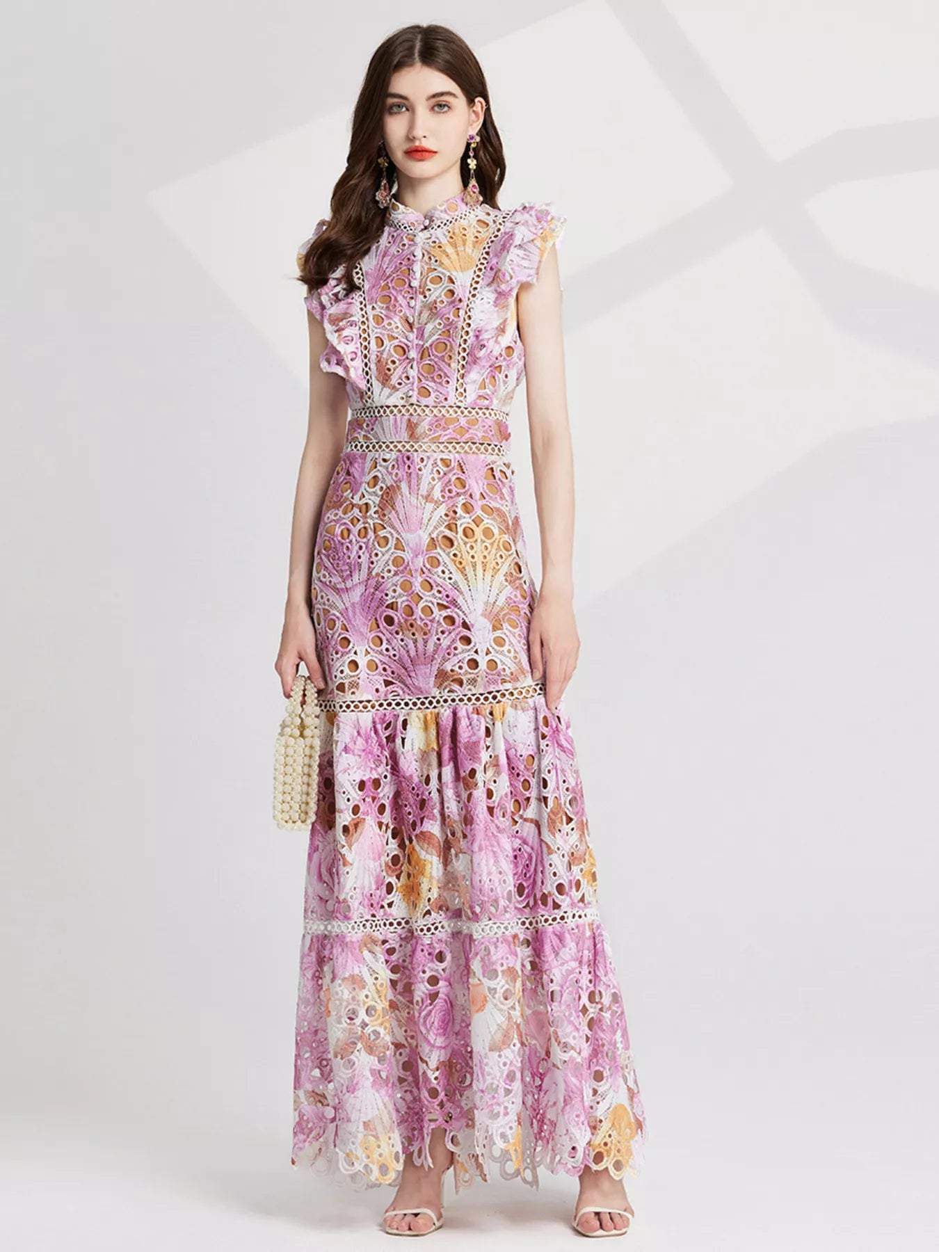 Floral Lace Detail Maxi Dress