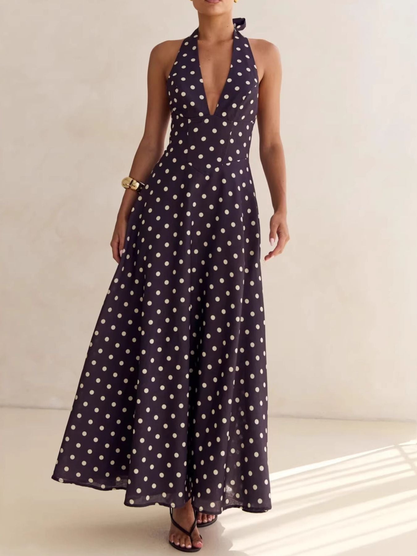 Floral Print Halter Neck Maxi Dress