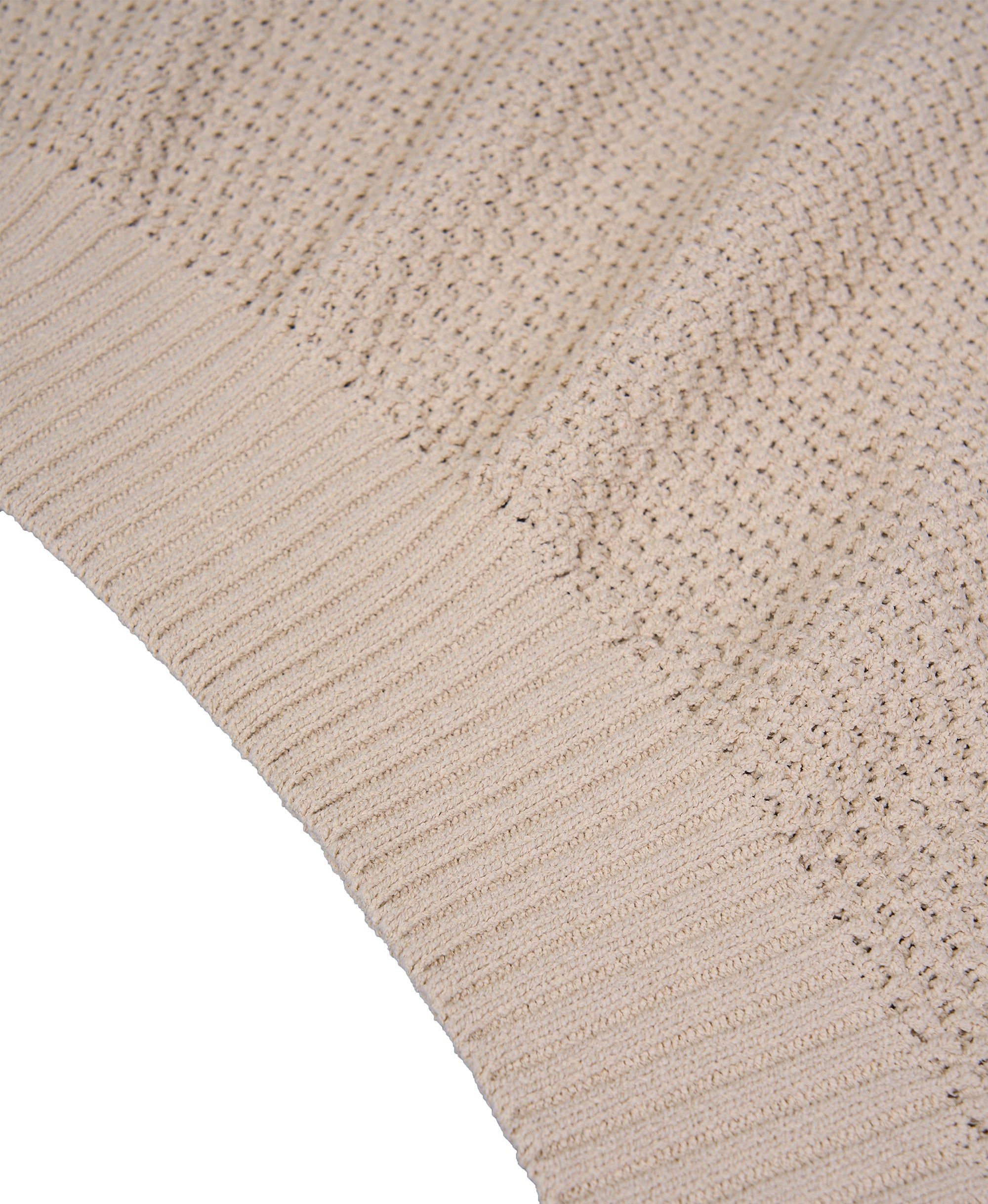 Cable Knit Wool Sweater — Relaxed Fit, Beige