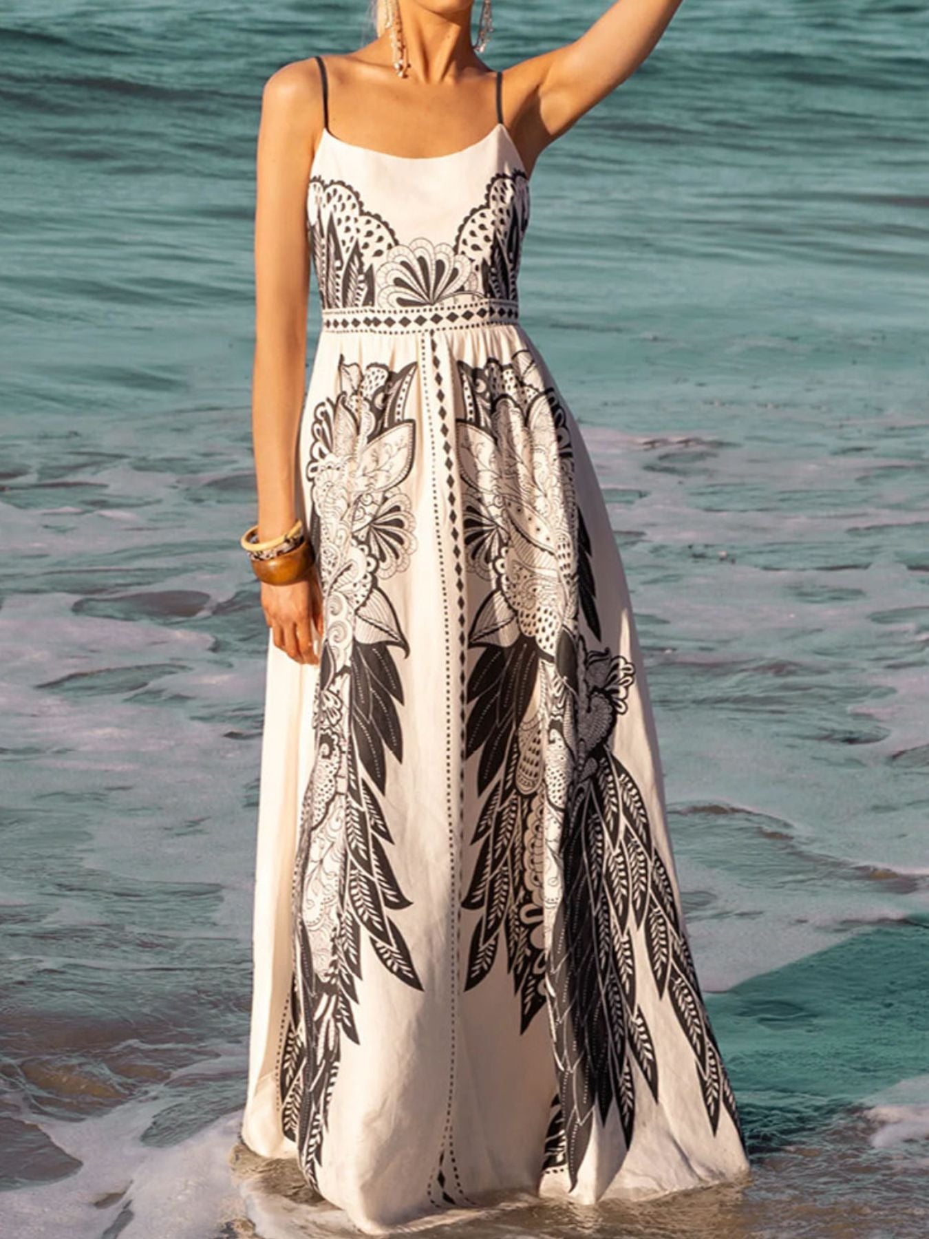Printed Scoop Neck Cami Dress